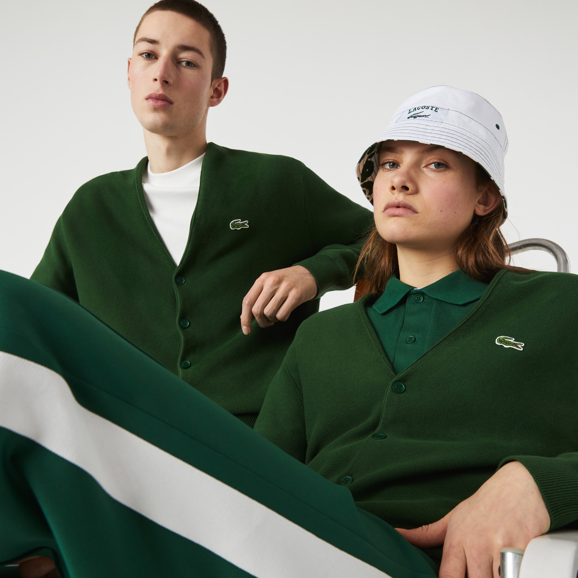 Lacoste Unisex V Yaka Yeşil Hırka
