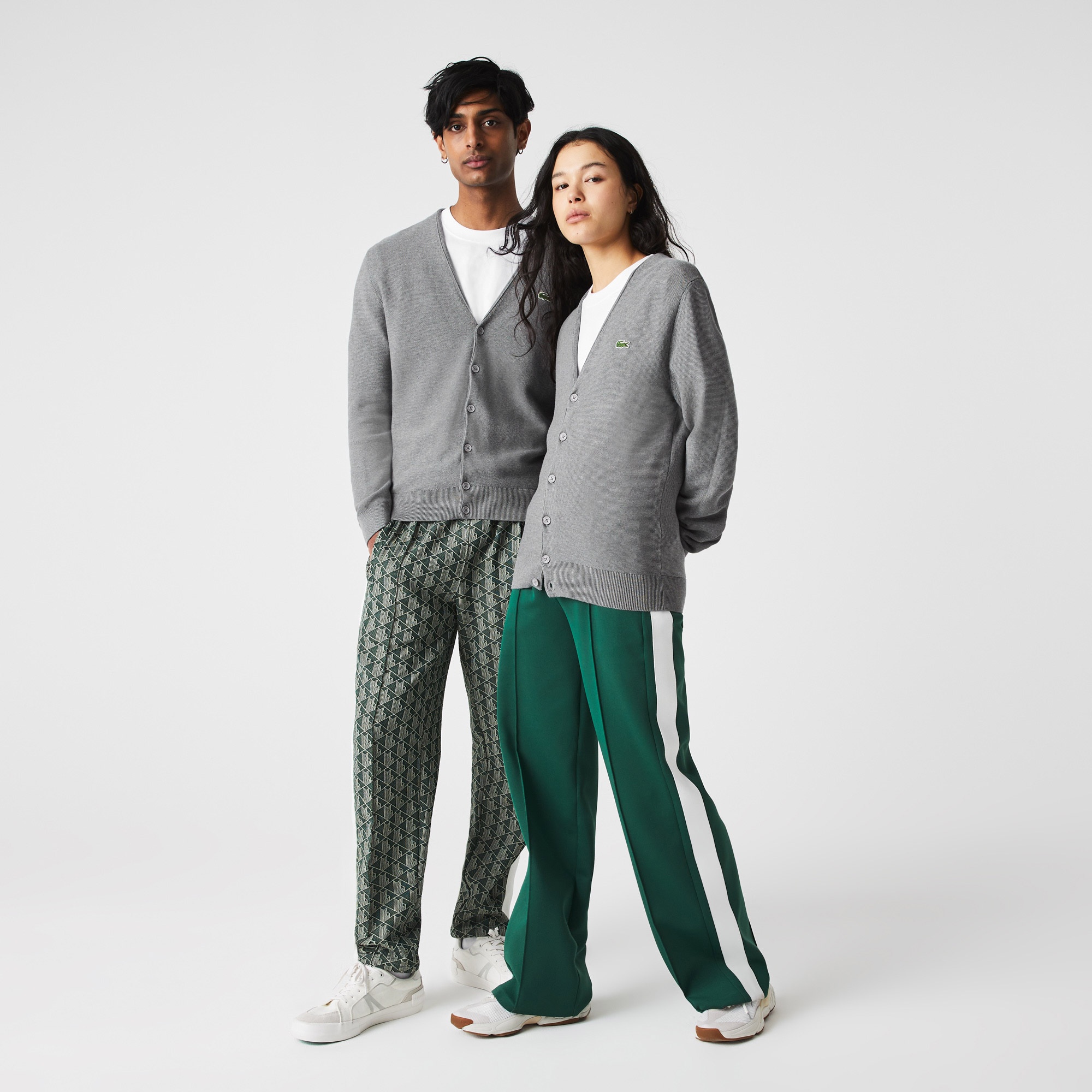 Lacoste Unisex V Yaka Gri Hırka
