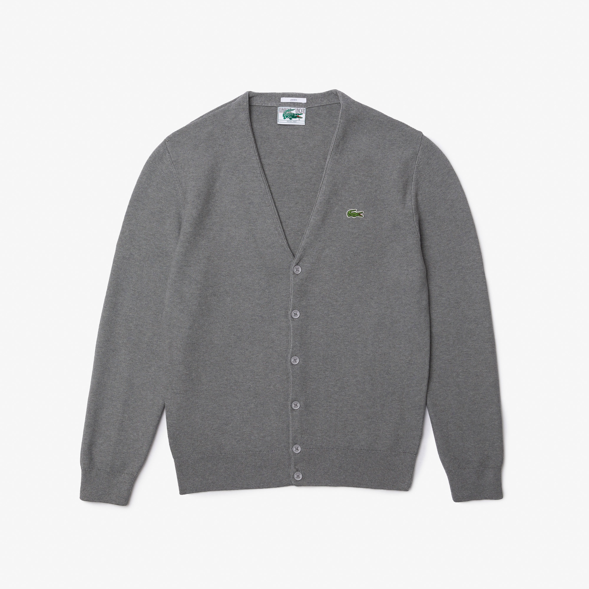 Lacoste Unisex V Yaka Gri Hırka