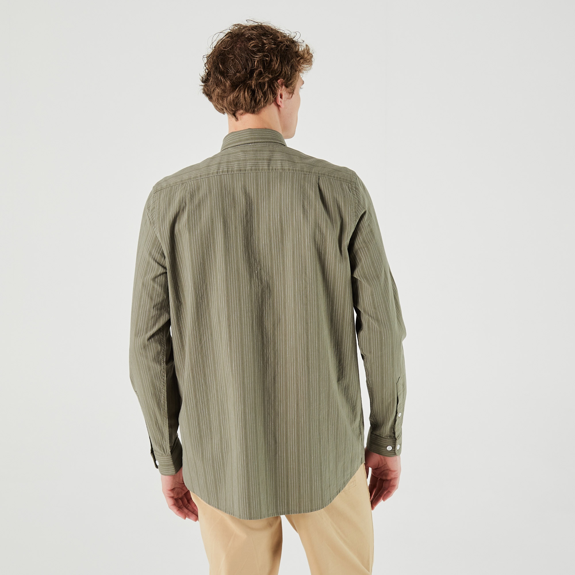 Lacoste Erkek Regular Fit Çizgili Yeşil Gömlek