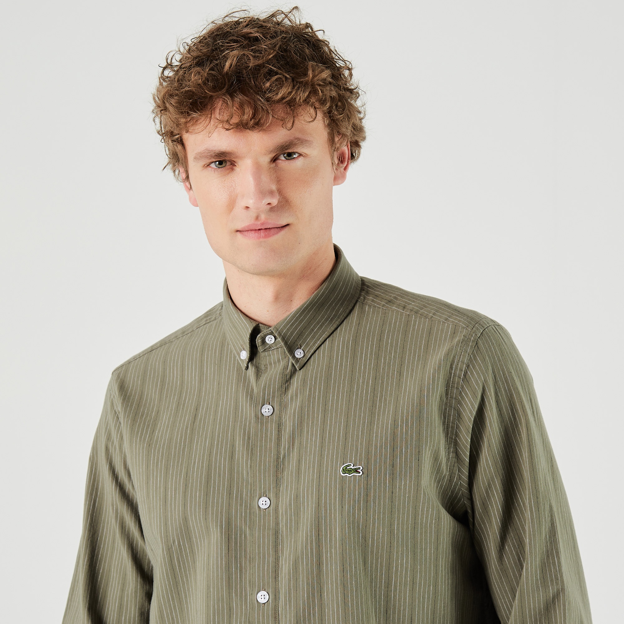 Lacoste Erkek Regular Fit Çizgili Yeşil Gömlek