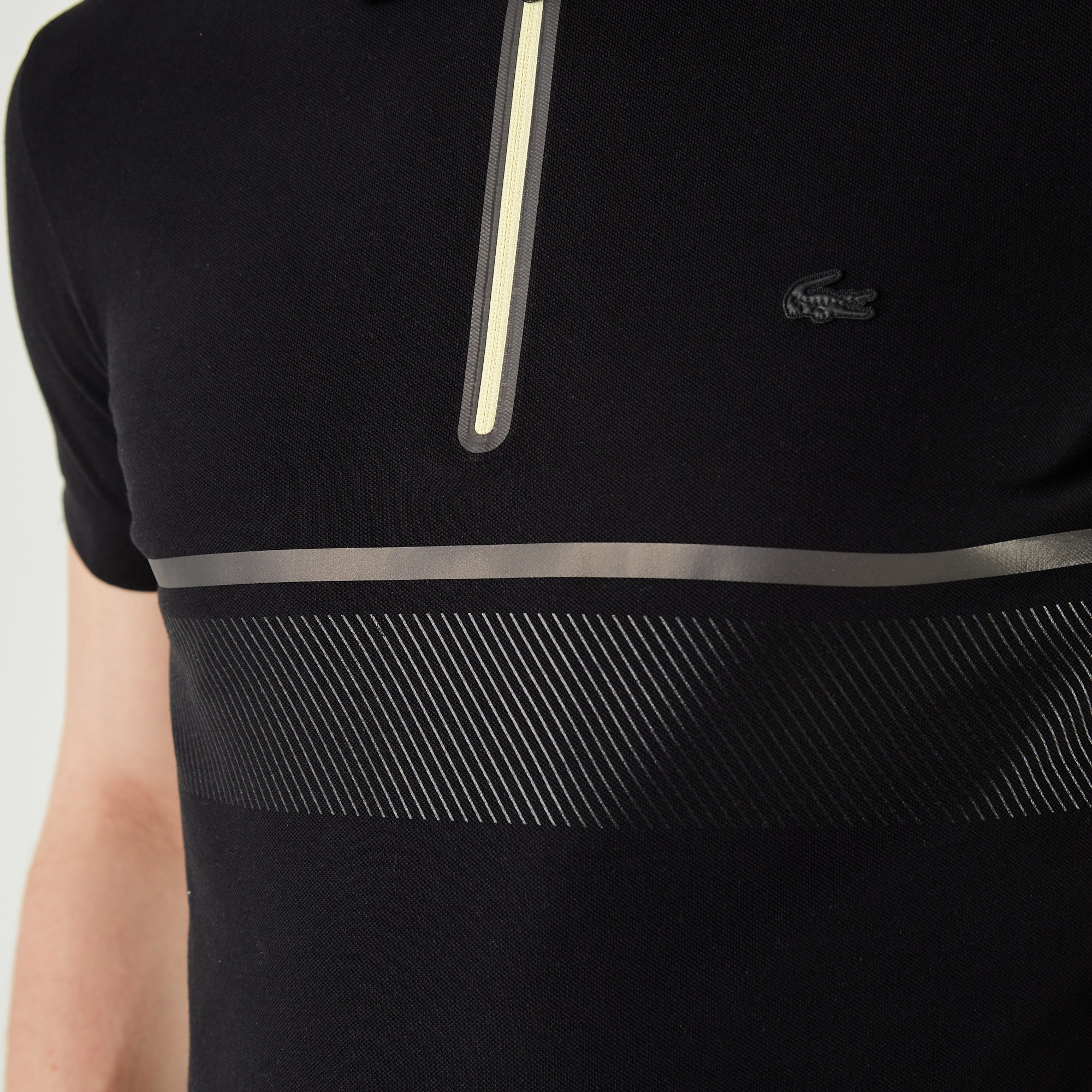 Lacoste Erkek Slim Fit Baskılı Yarım Fermuarlı Siyah Polo