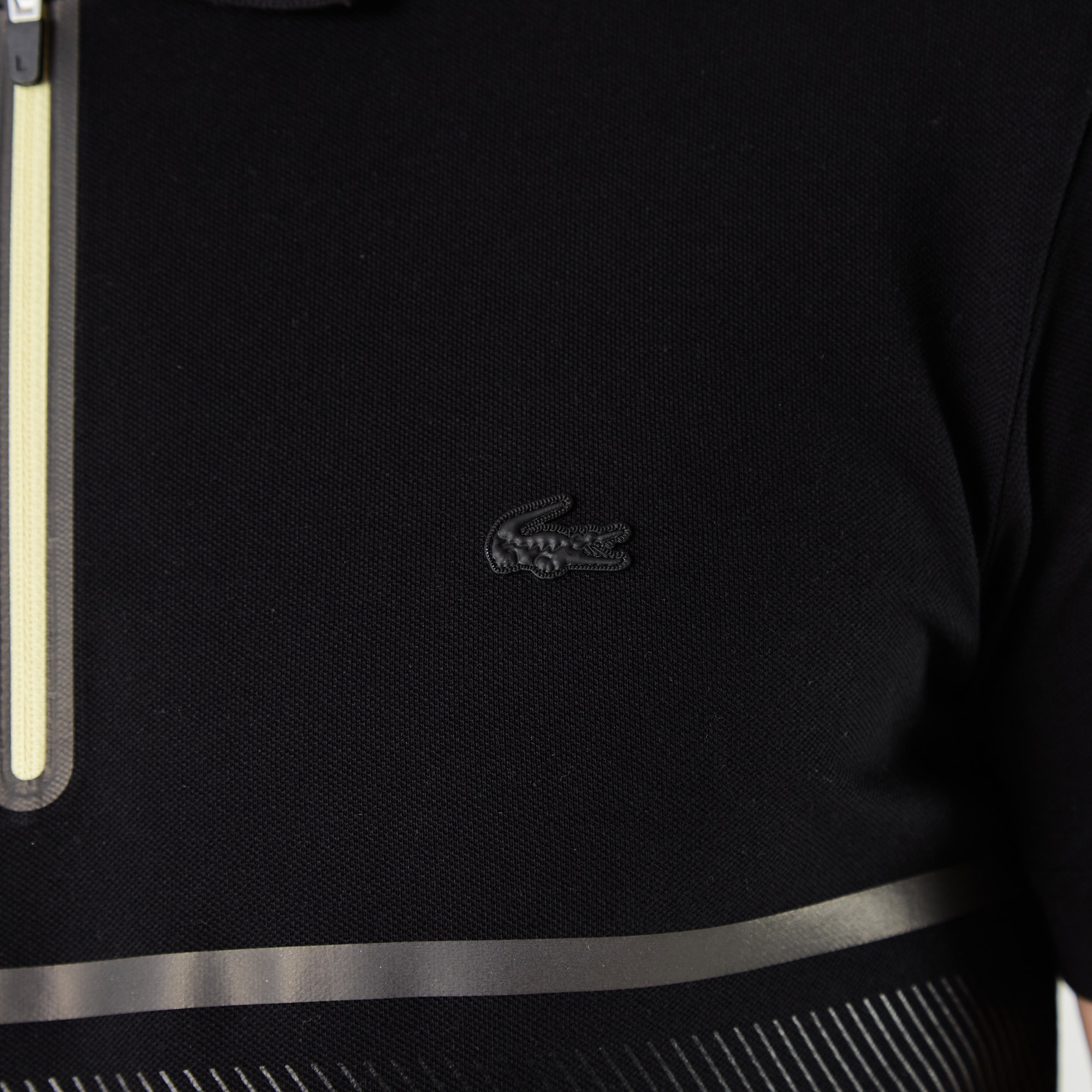 Lacoste Erkek Slim Fit Baskılı Yarım Fermuarlı Siyah Polo