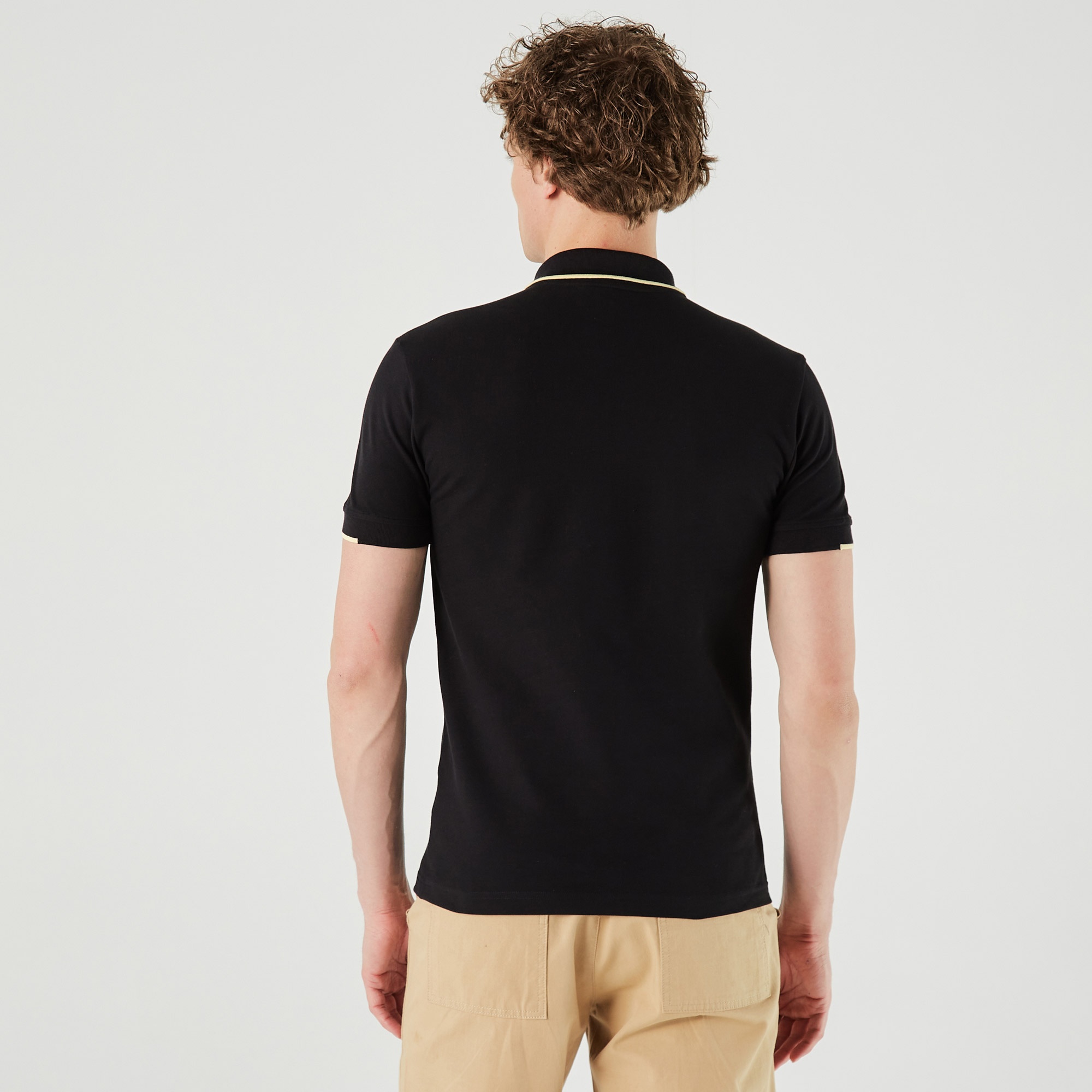 Lacoste Erkek Slim Fit Baskılı Yarım Fermuarlı Siyah Polo