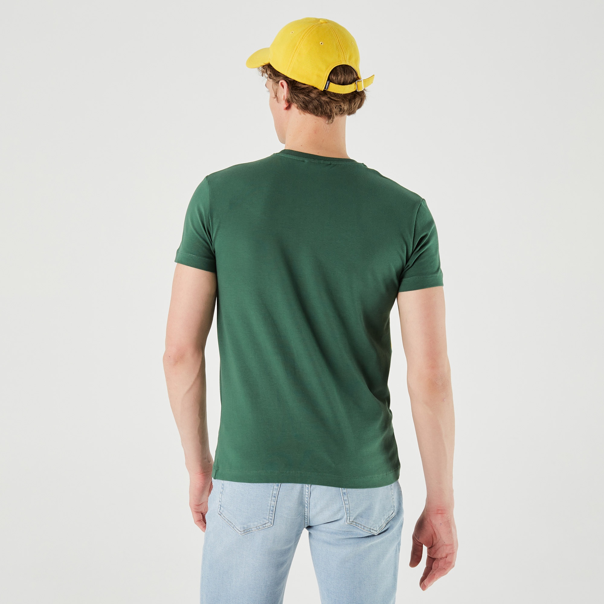 Lacoste Erkek Slim Fit Bisiklet Yaka Renk Bloklu Yeşil T-Shirt