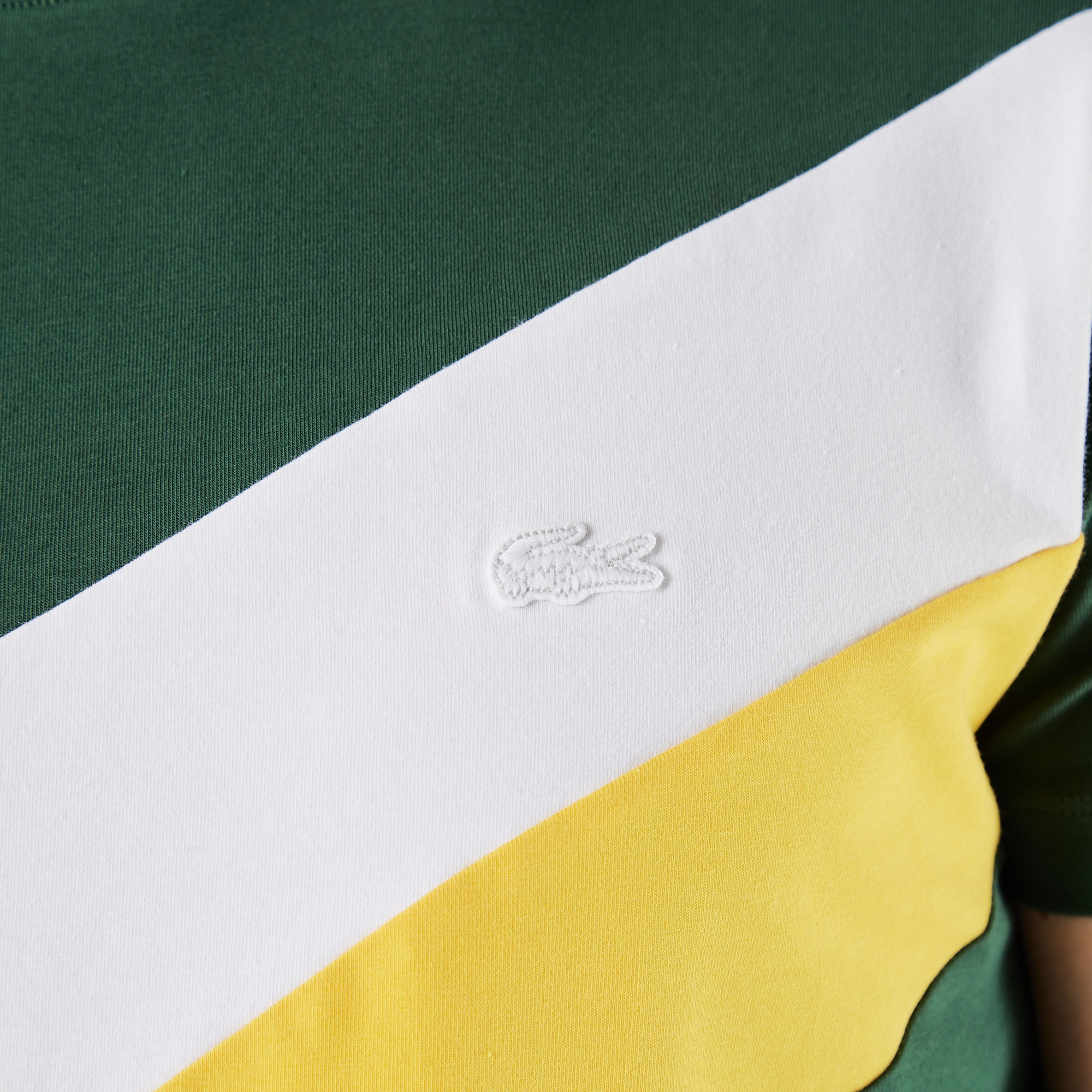 Lacoste Erkek Slim Fit Bisiklet Yaka Renk Bloklu Yeşil T-Shirt