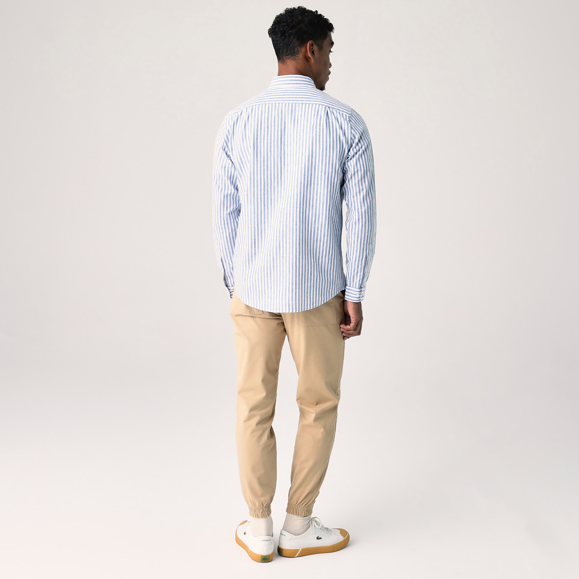 Lacoste Erkek Slim Fit Çizgili Lacivert Gömlek