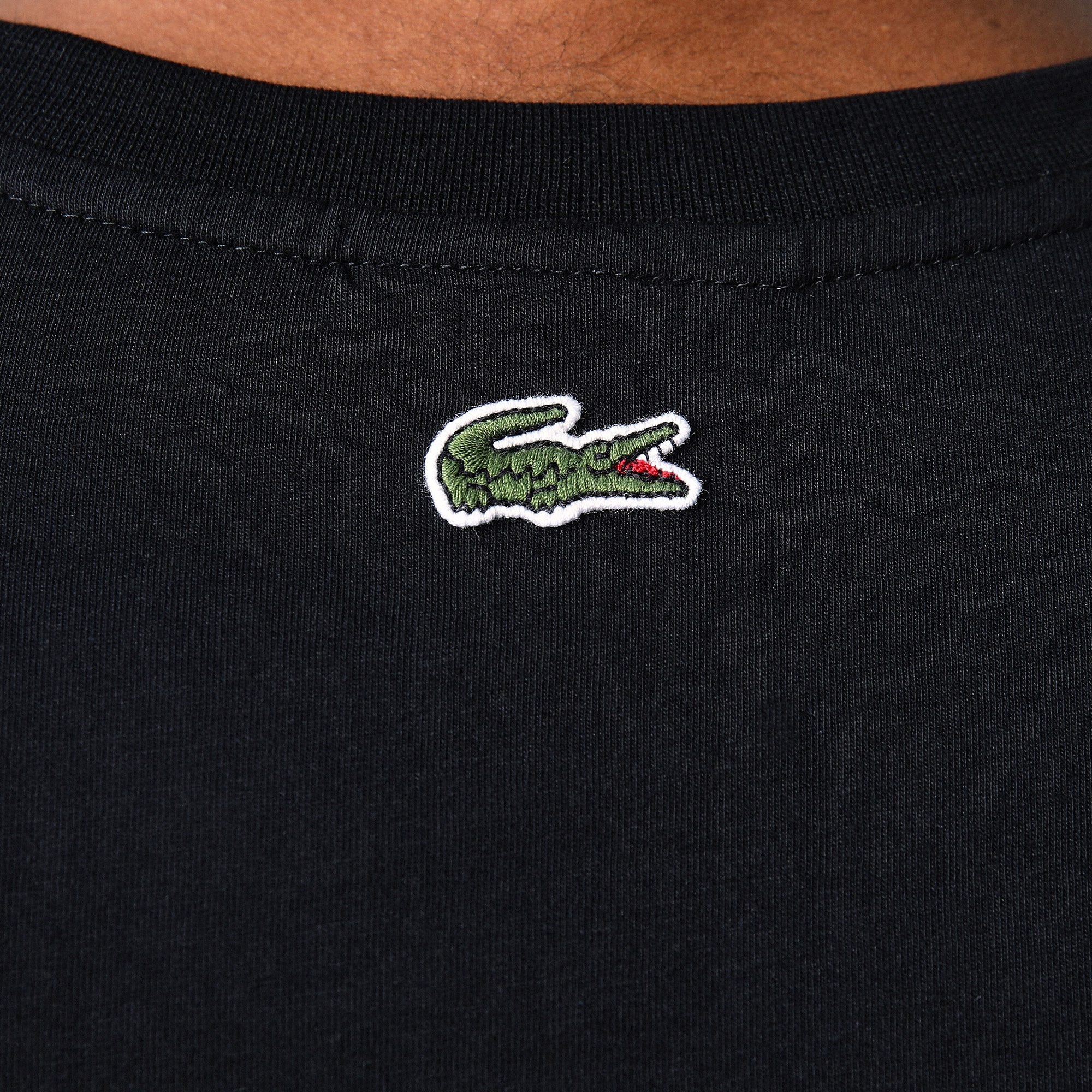 Lacoste Erkek Regular Fit Bisiklet Yaka Baskılı Siyah T-Shirt