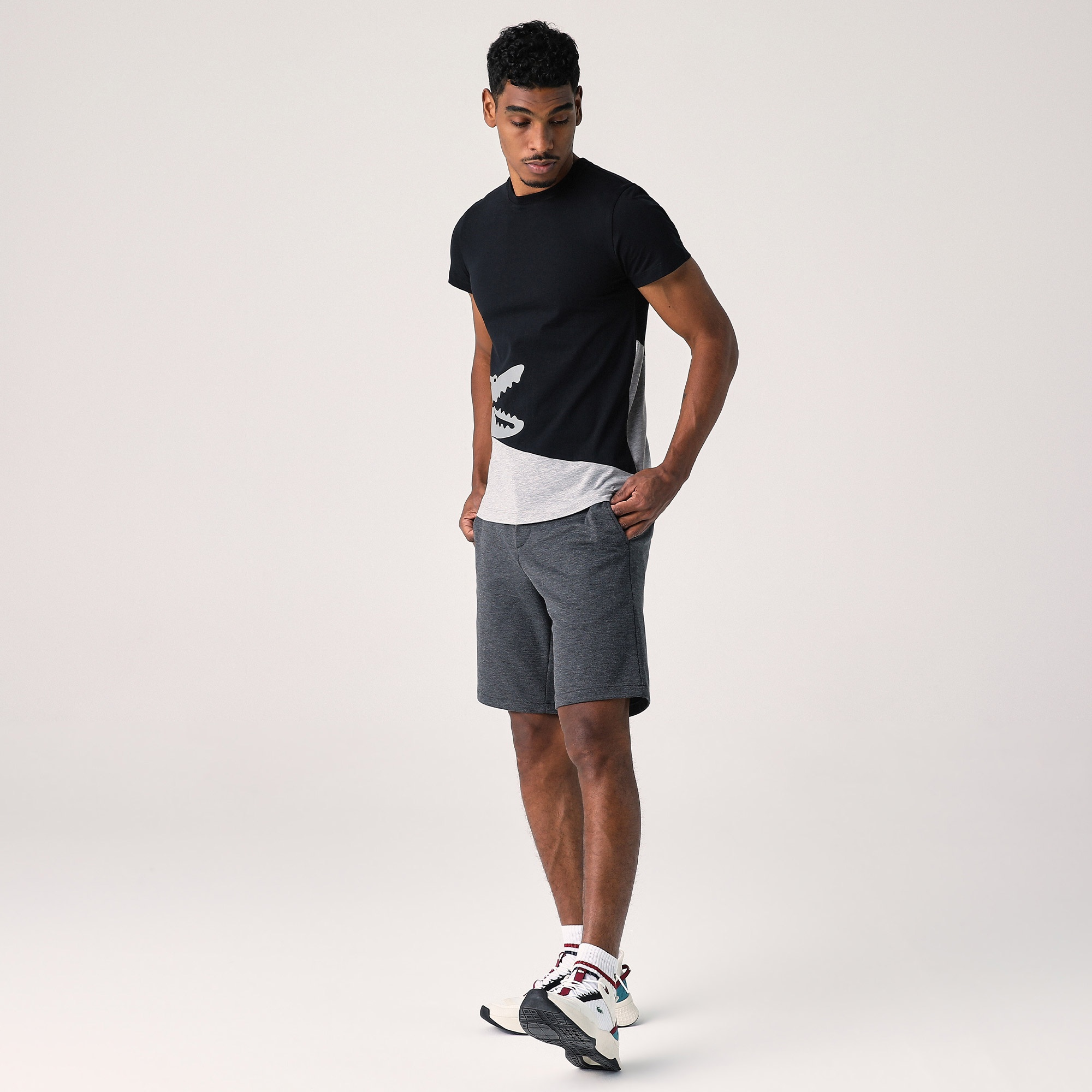 Lacoste Erkek Regular Fit Bisiklet Yaka Baskılı Siyah T-Shirt