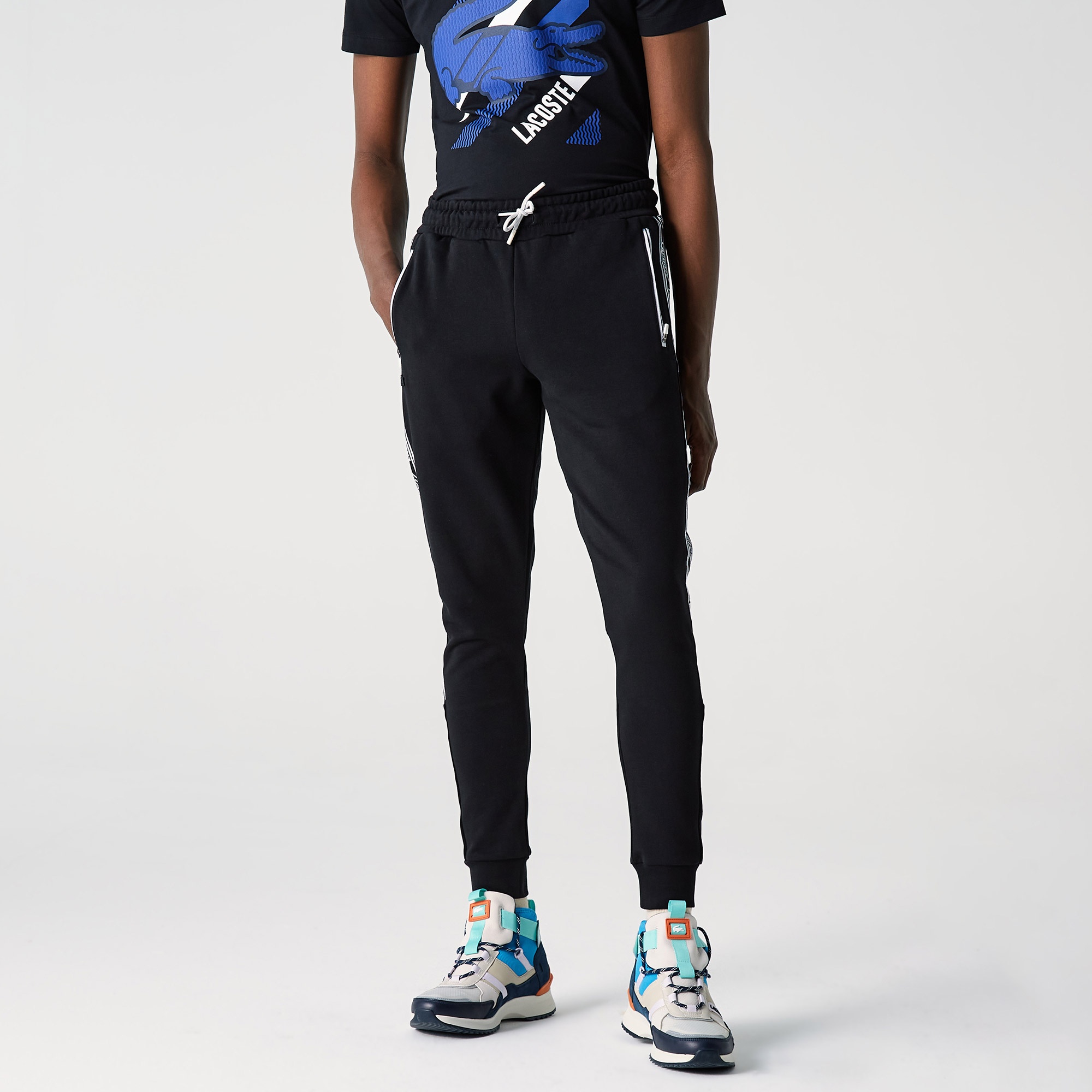 Lacoste Erkek Regular Fit Baskılı Siyah Eşofman Altı