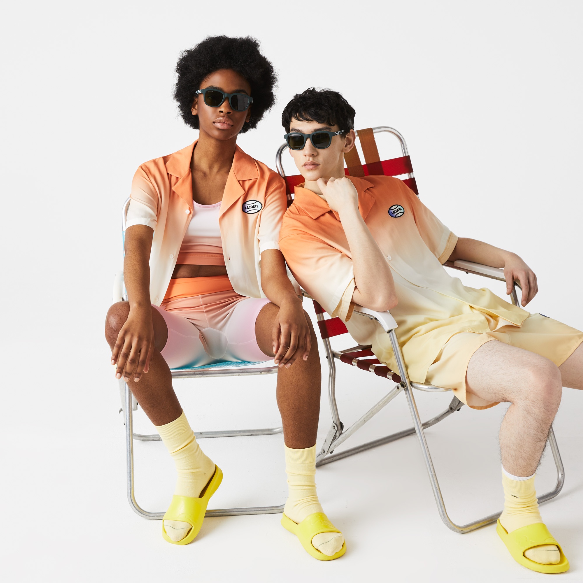 Lacoste L!VE Unisex Relaxed Fit Kısa Kollu Açık Turuncu Gömlek