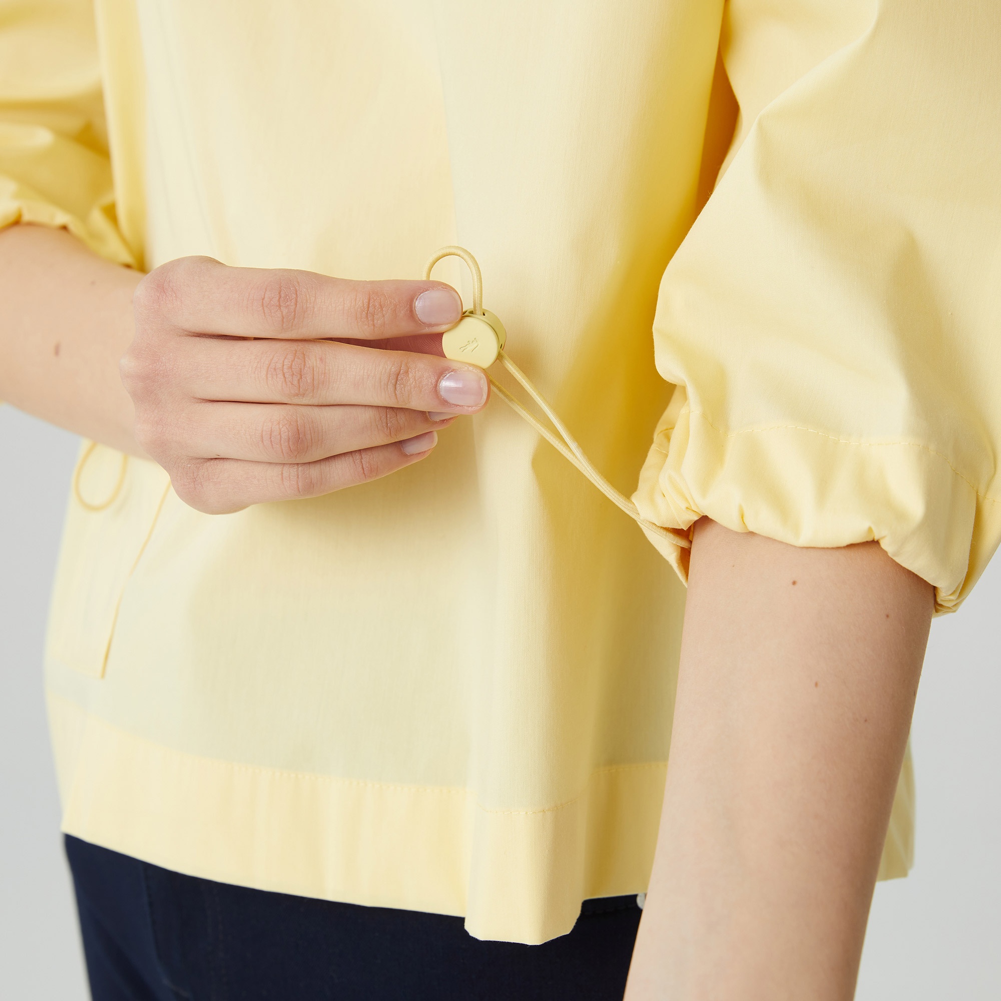 Lacoste Kadın Relaxed Fit Truvakar Kollu Bisiklet Yaka Sarı Bluz