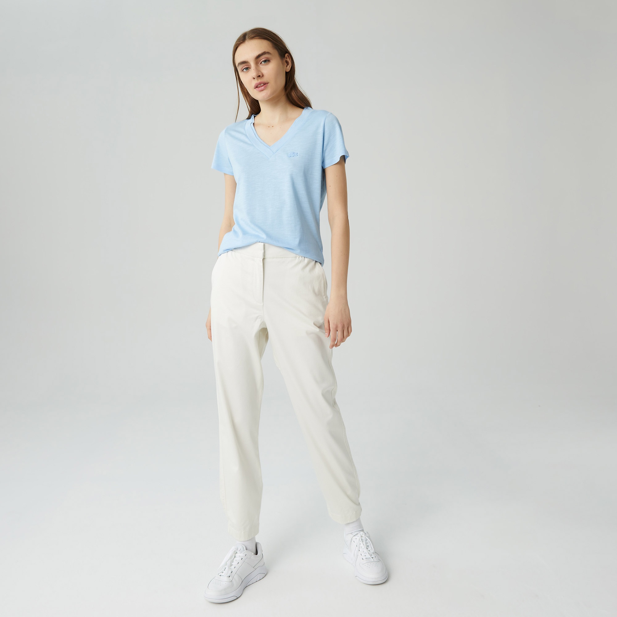 Lacoste Kadın Relaxed Fit Beyaz Pantolon
