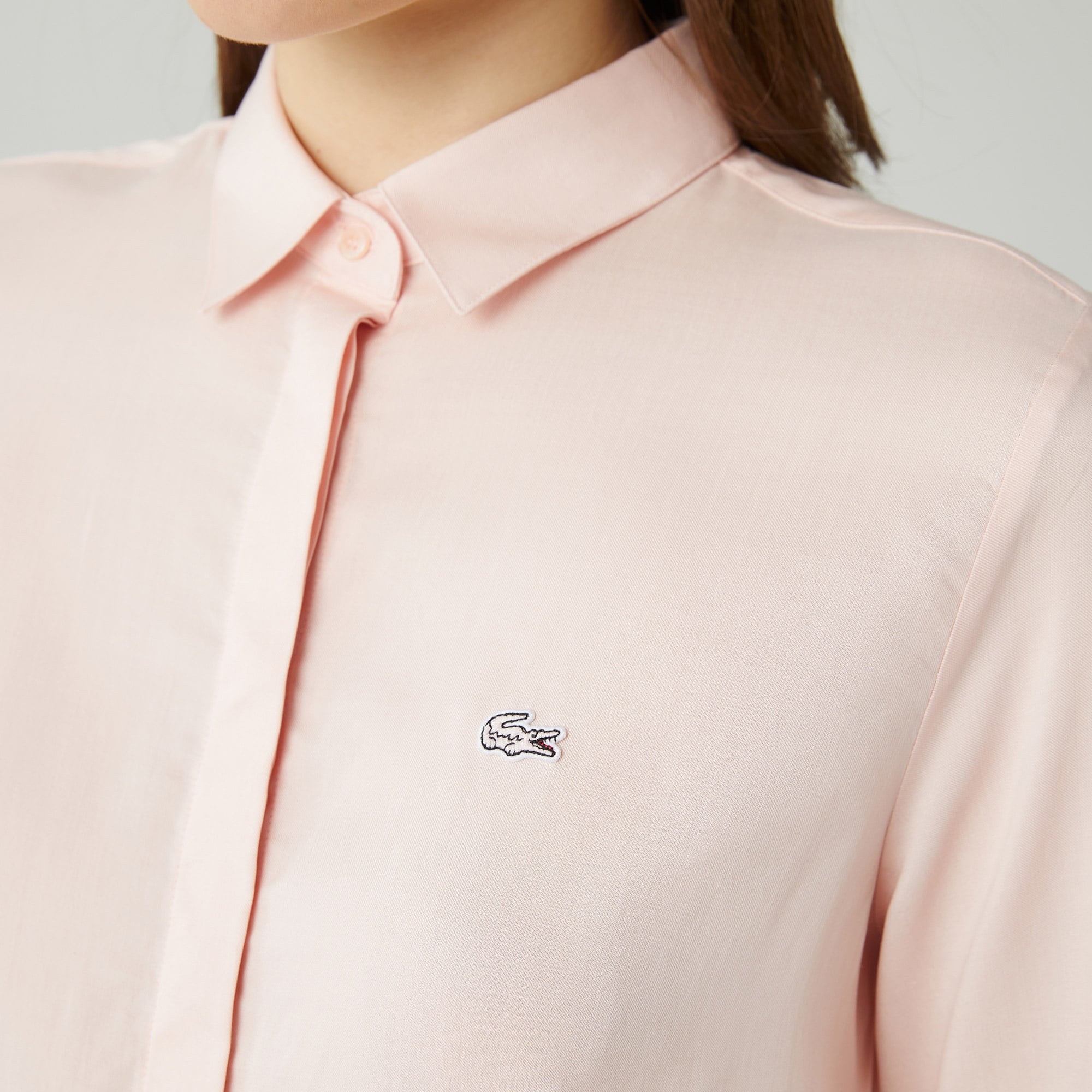 Lacoste Kadın Regular Fit Truvakar Kollu Pembe Gömlek
