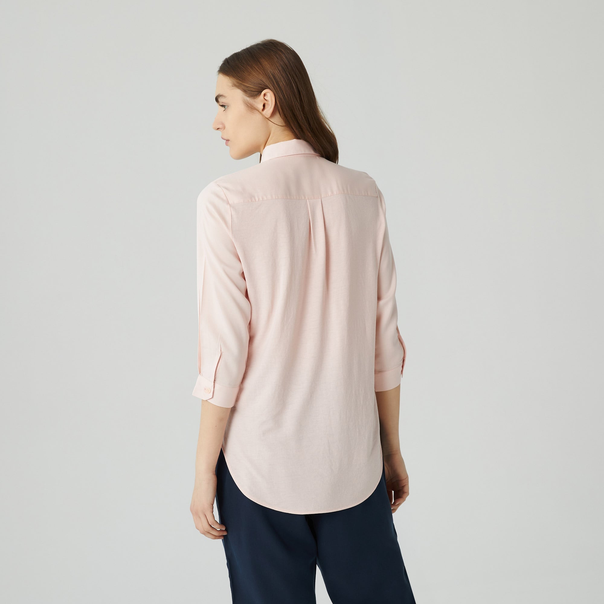 Lacoste Kadın Regular Fit Truvakar Kollu Pembe Gömlek