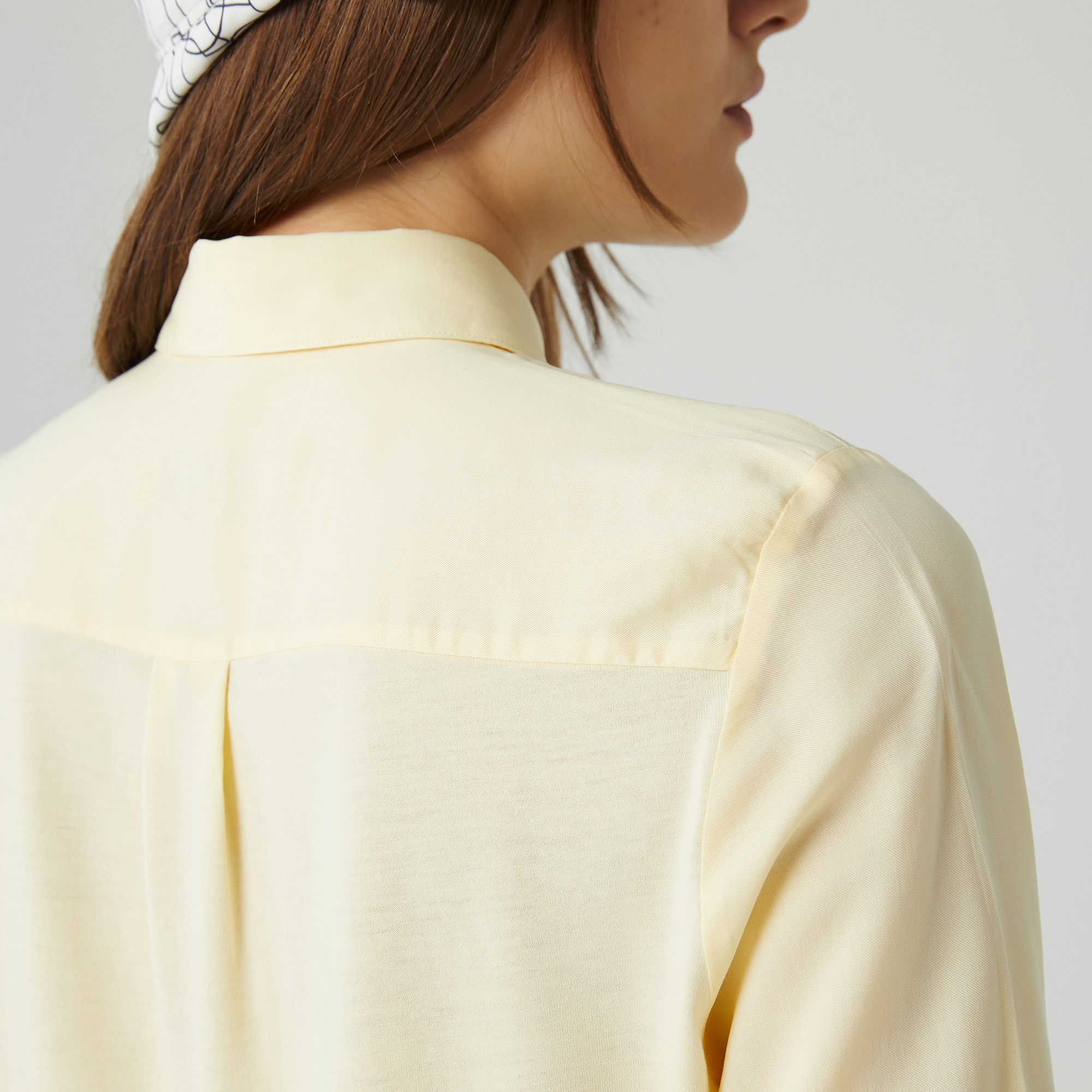 Lacoste Kadın Regular Fit Truvakar Kollu Açık Sarı Gömlek