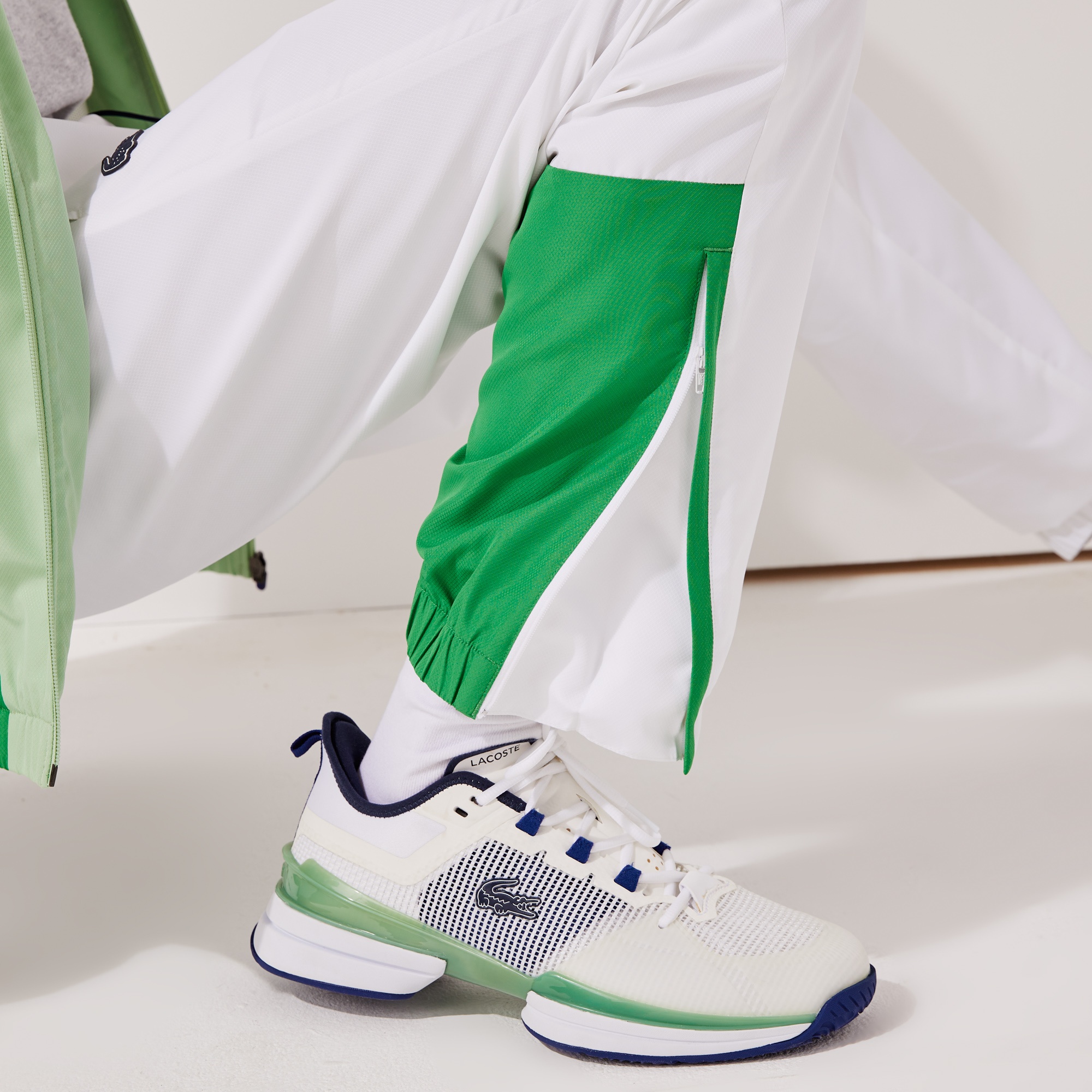Lacoste SPORT Erkek Regular Fit Dik Yaka Renk Bloklu Beyaz Eşofman Takımı