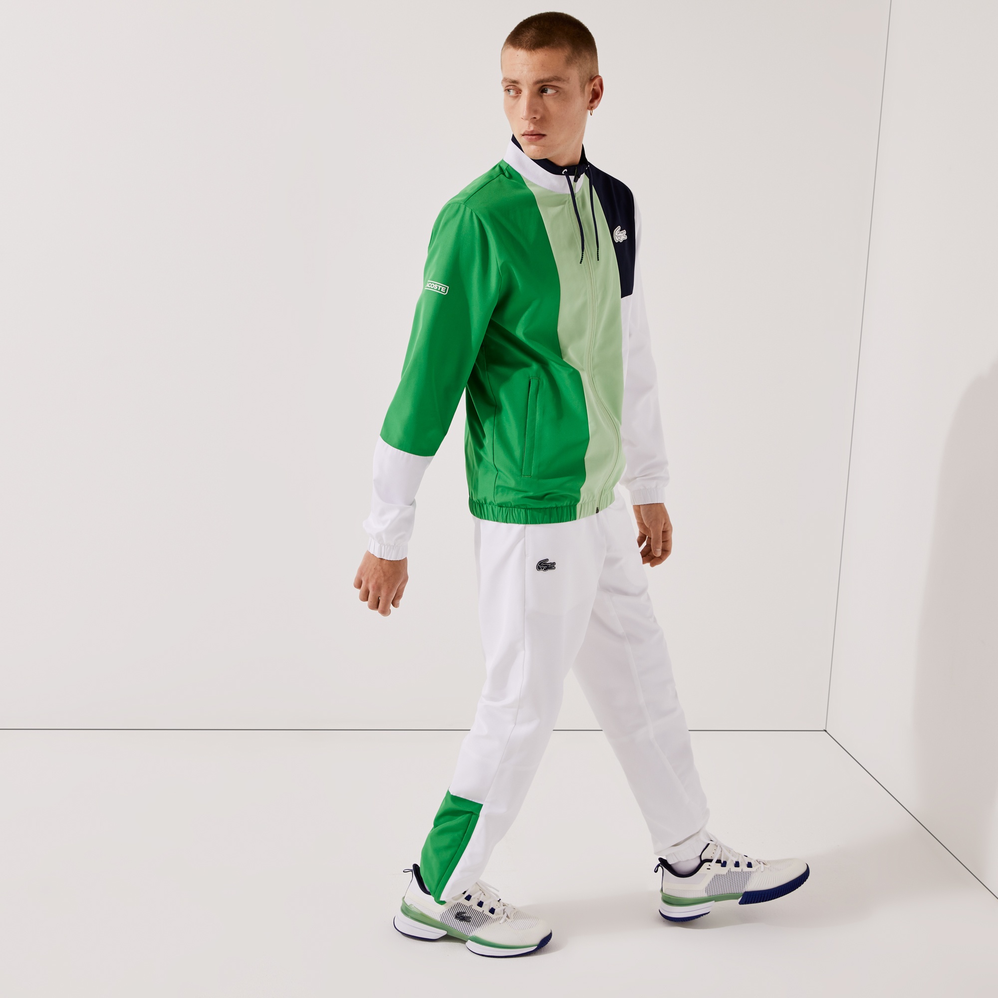 Lacoste SPORT Erkek Regular Fit Dik Yaka Renk Bloklu Beyaz Eşofman Takımı
