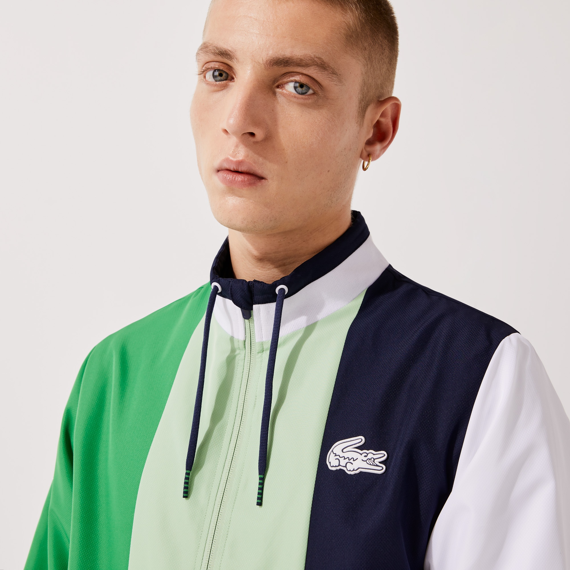 Lacoste SPORT Erkek Regular Fit Dik Yaka Renk Bloklu Beyaz Eşofman Takımı