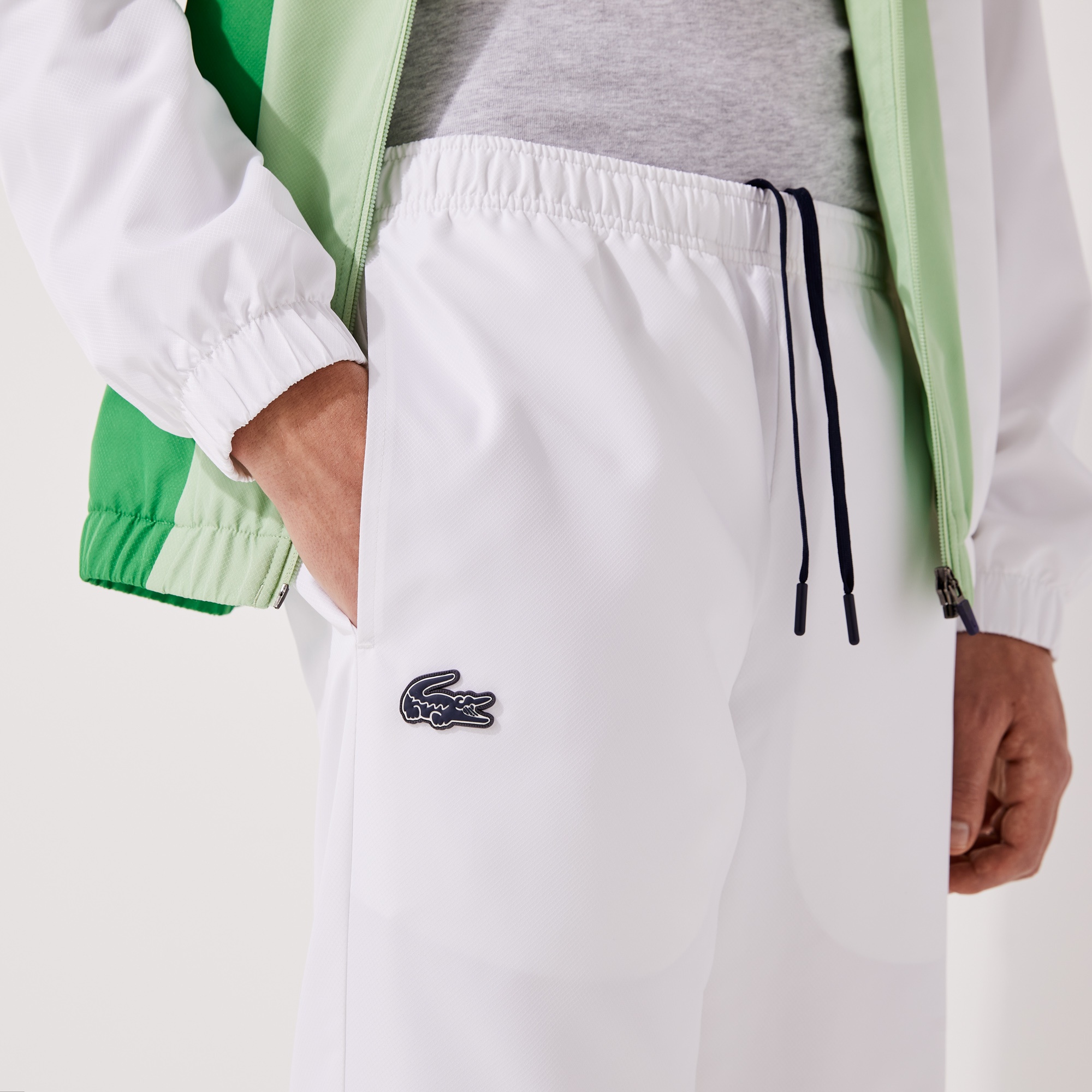 Lacoste SPORT Erkek Regular Fit Dik Yaka Renk Bloklu Beyaz Eşofman Takımı