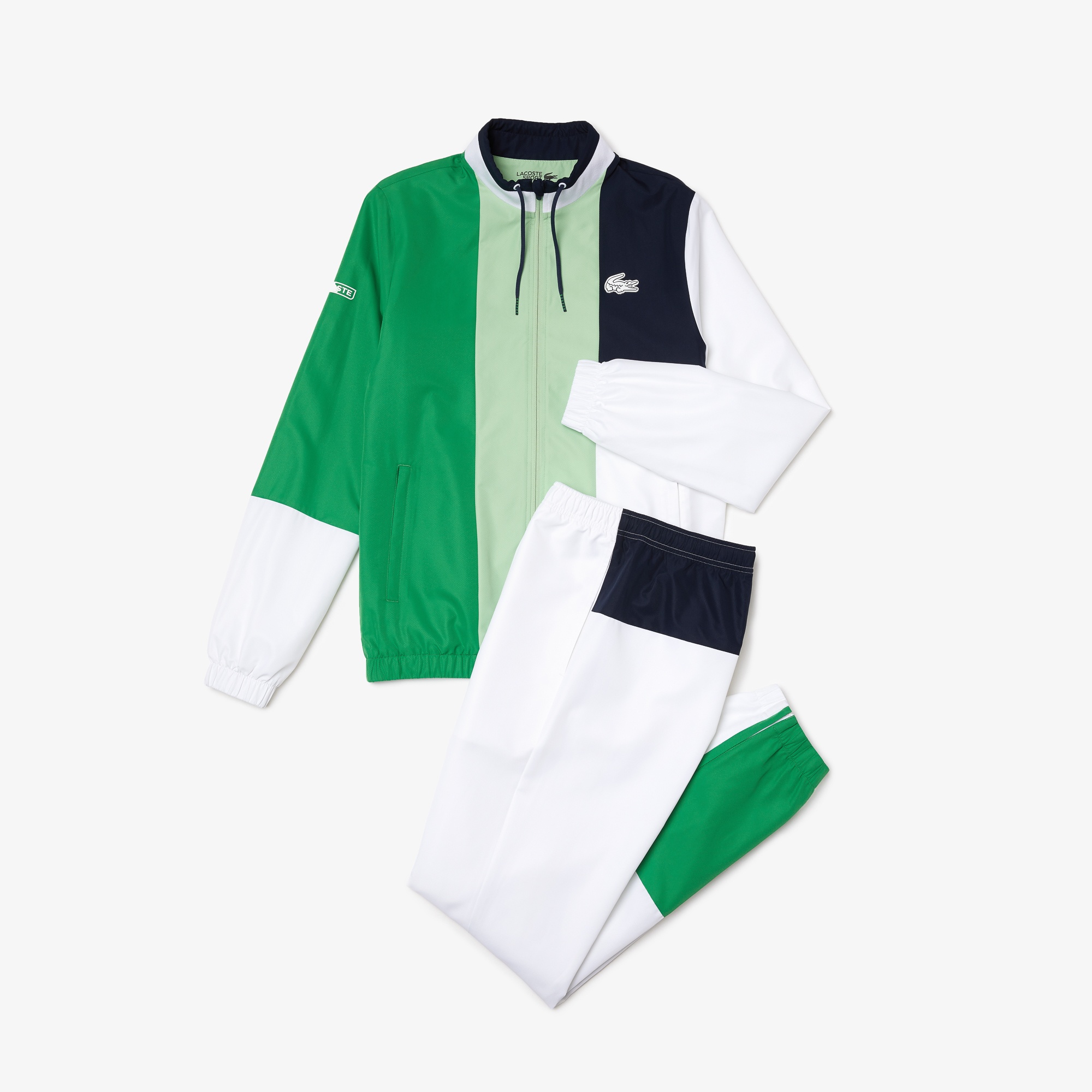 Lacoste SPORT Erkek Regular Fit Dik Yaka Renk Bloklu Beyaz Eşofman Takımı