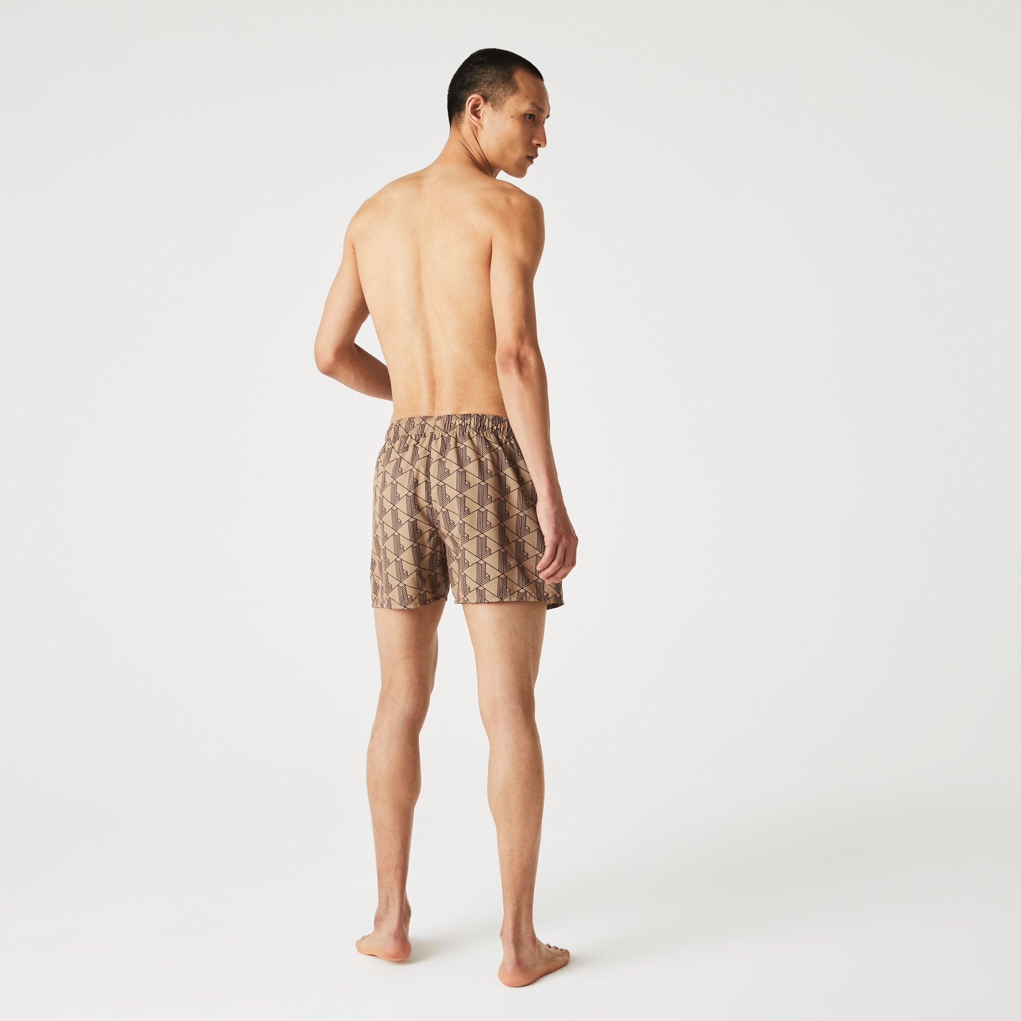 Lacoste L!VE Monogram Erkek Bej Mayo Şort