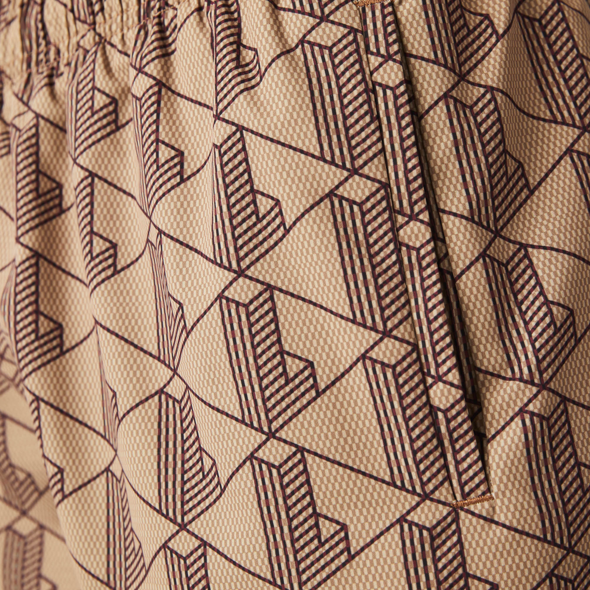 Lacoste L!VE Monogram Erkek Bej Mayo Şort