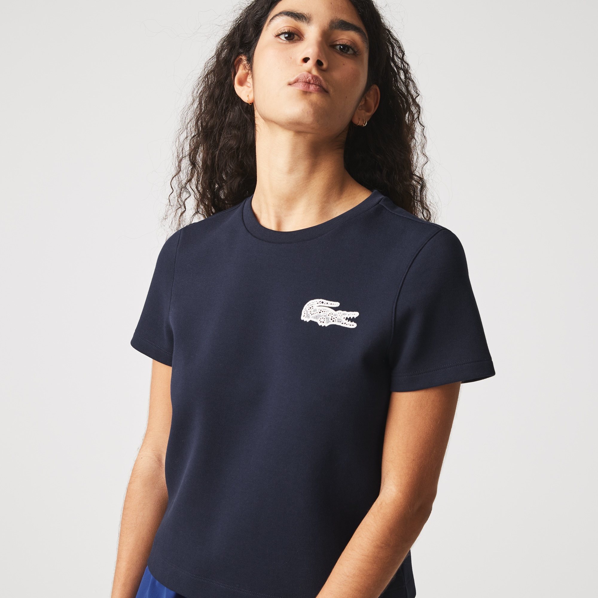 Lacoste Kadın Regular Fit Bisiklet Yaka Lacivert T-Shirt