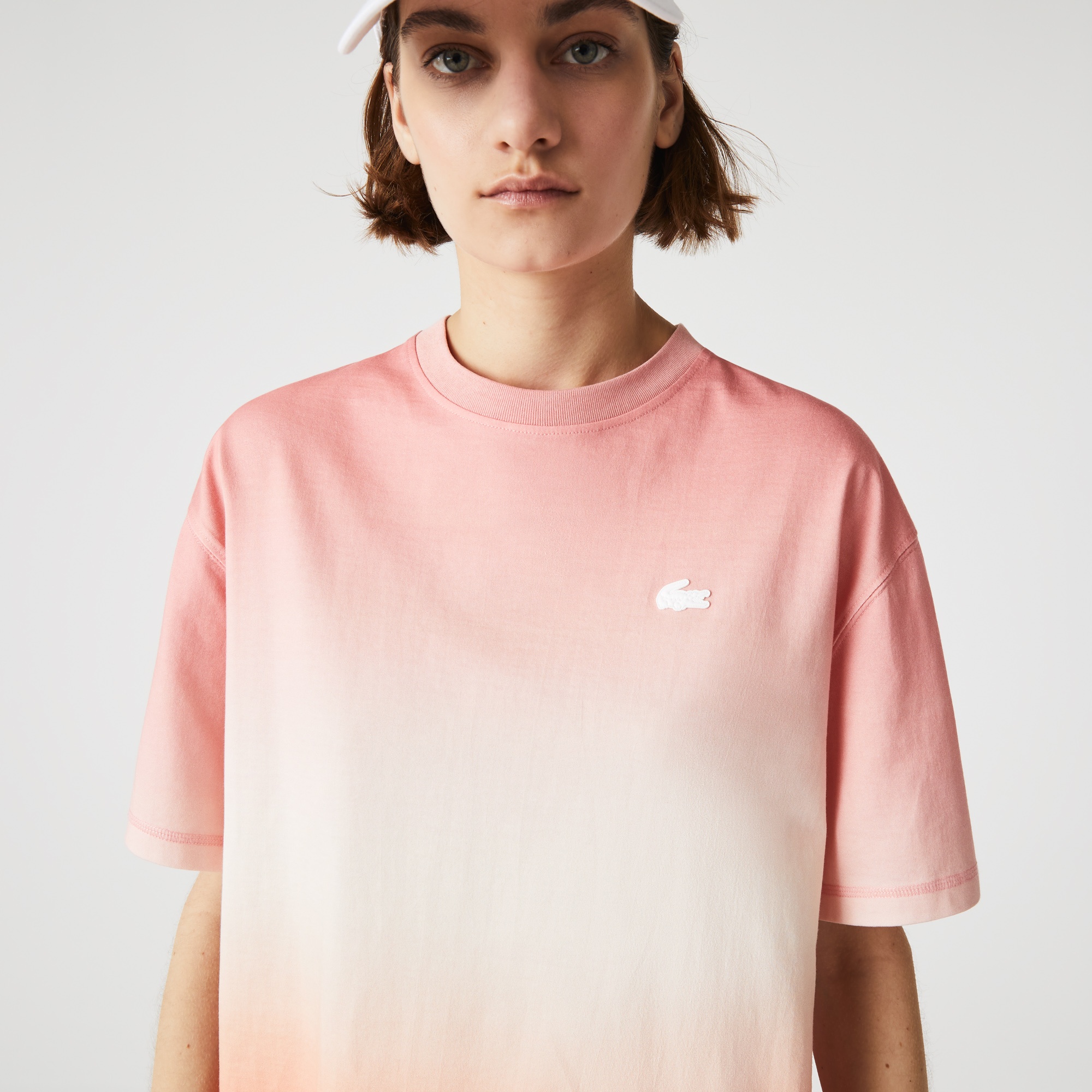 Lacoste L!VE Kadın Oversize Fit Bisiklet Yaka Turuncu T-Shirt