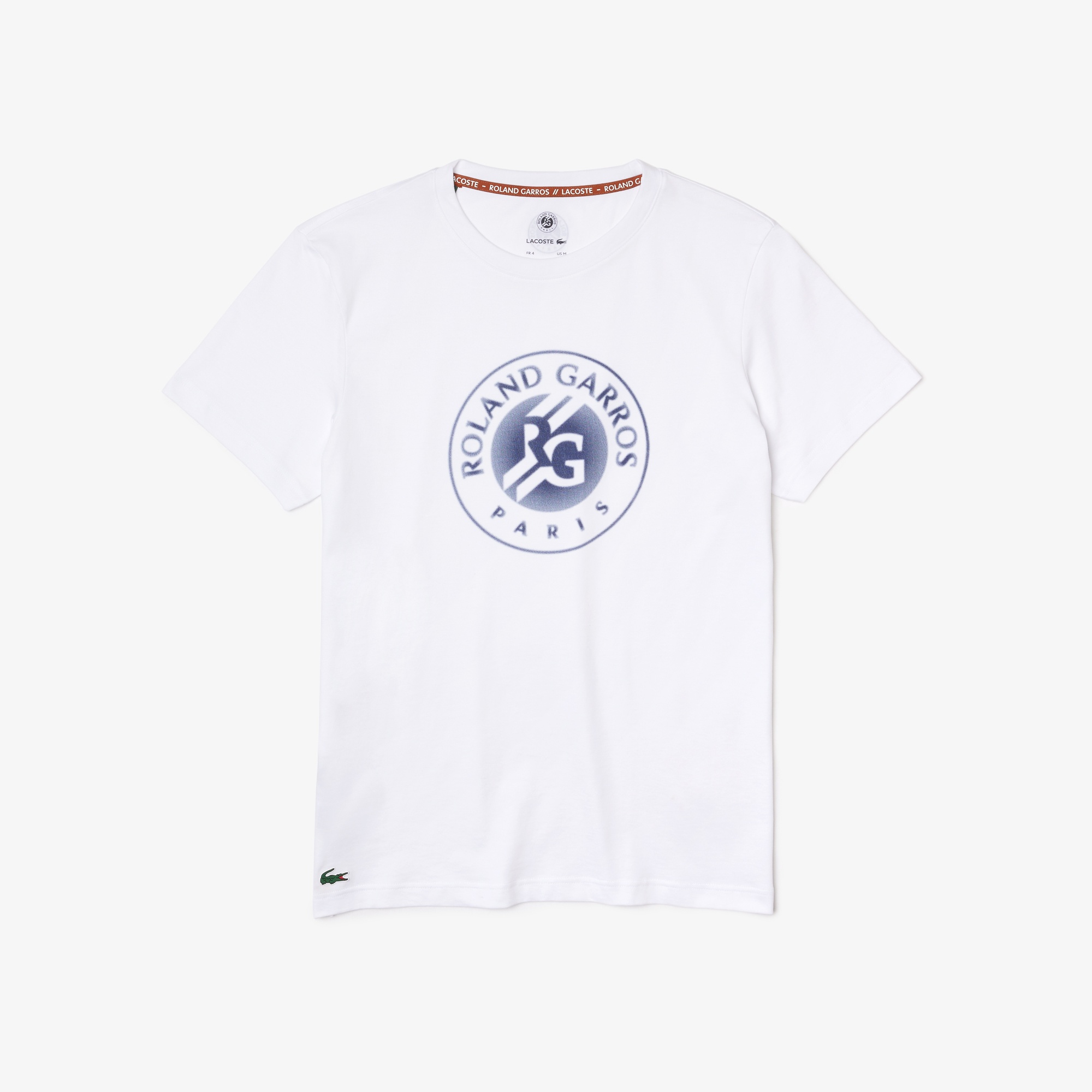 Lacoste Roland Garros Erkek Regular Fit Bisiklet Yaka Baskılı Beyaz T-Shirt