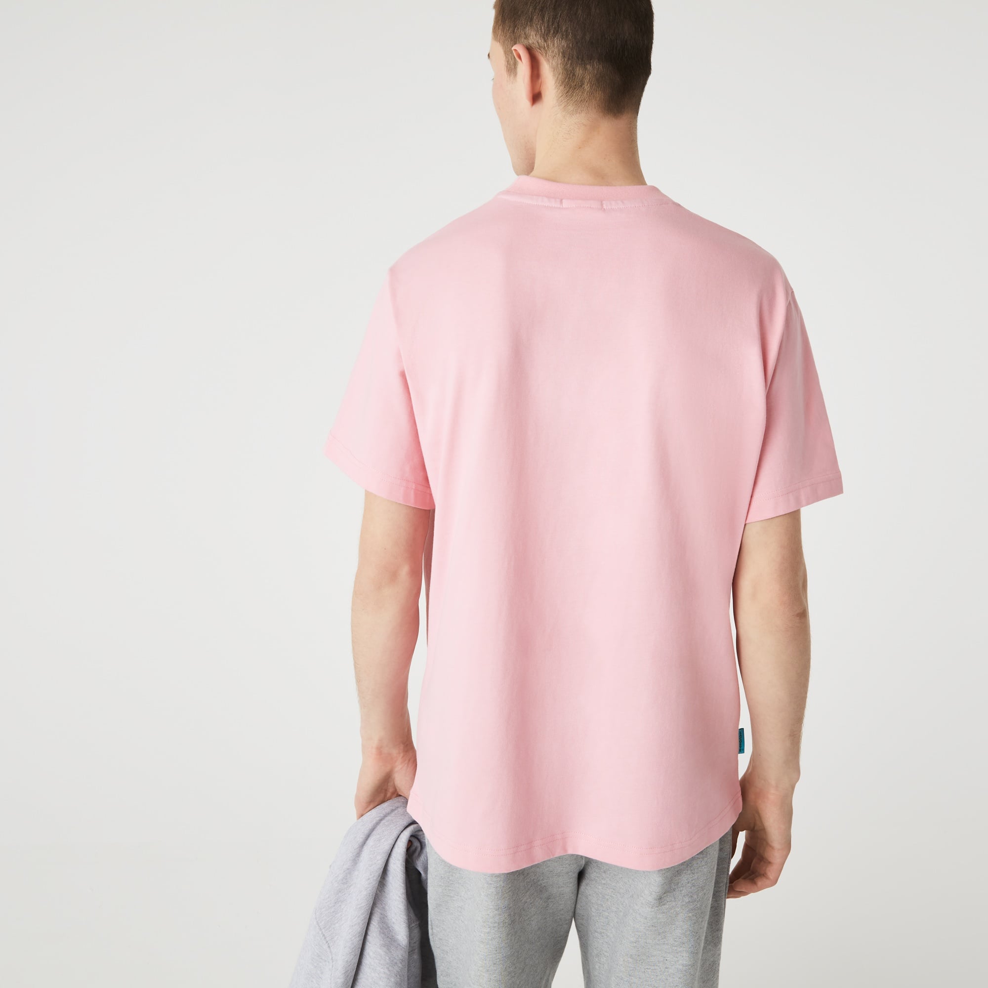 Lacoste L!VE Unisex Relaxed Fit Bisiklet Yaka Pembe T-Shirt