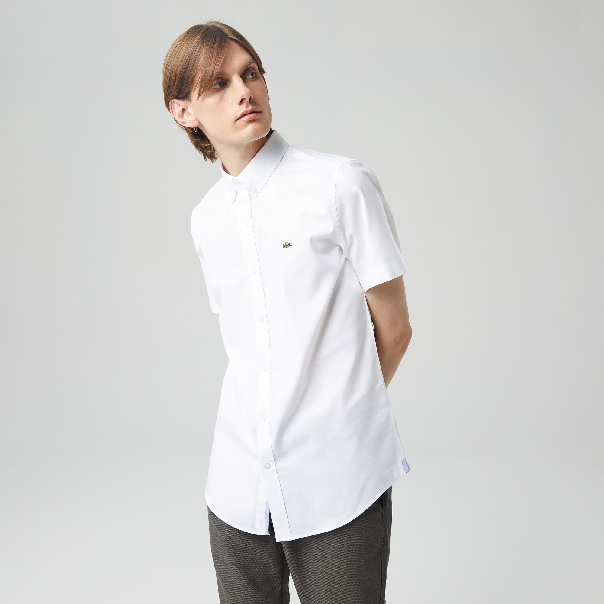 Lacoste Erkek Regular Fit Kısa Kollu Beyaz Gömlek