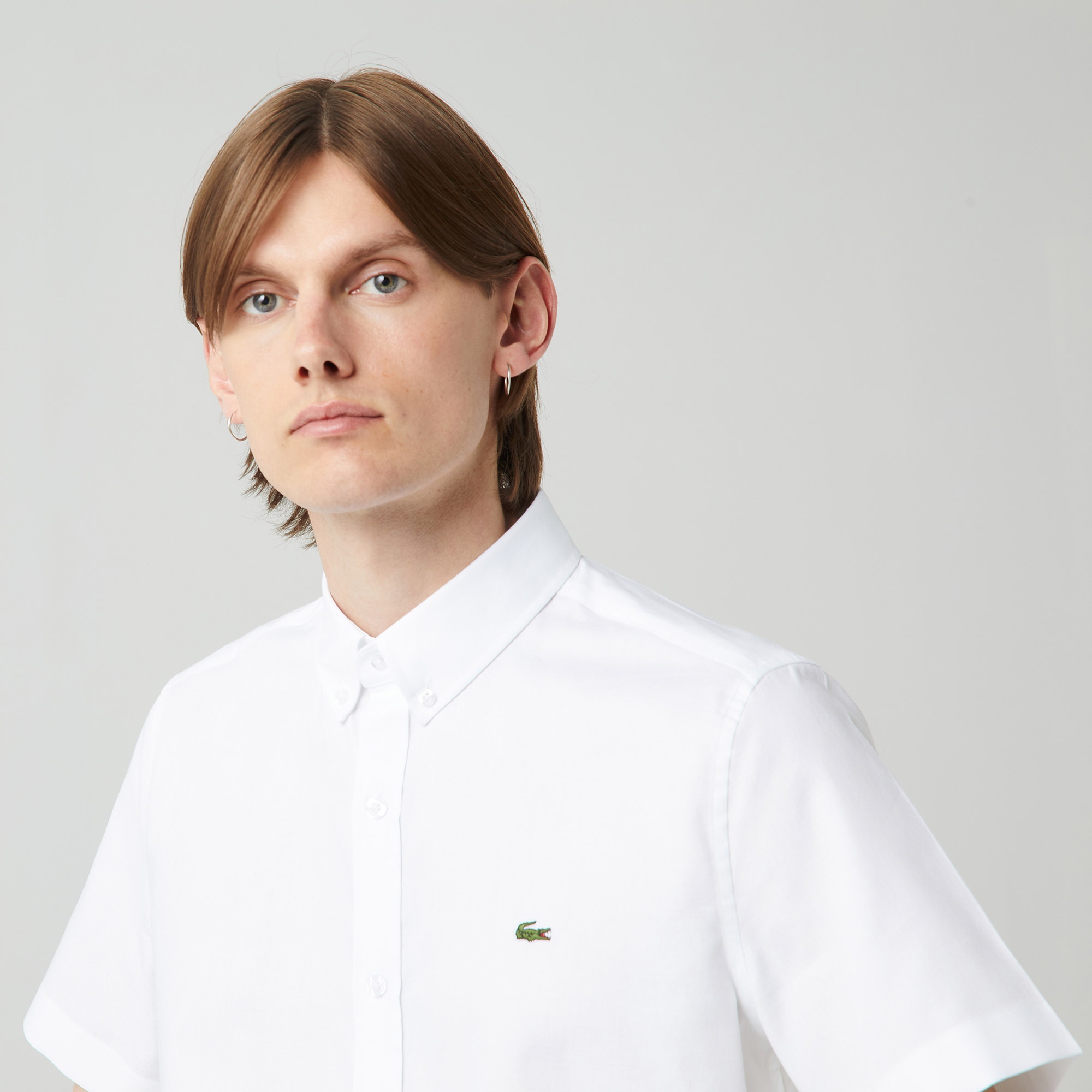 Lacoste Erkek Regular Fit Kısa Kollu Beyaz Gömlek