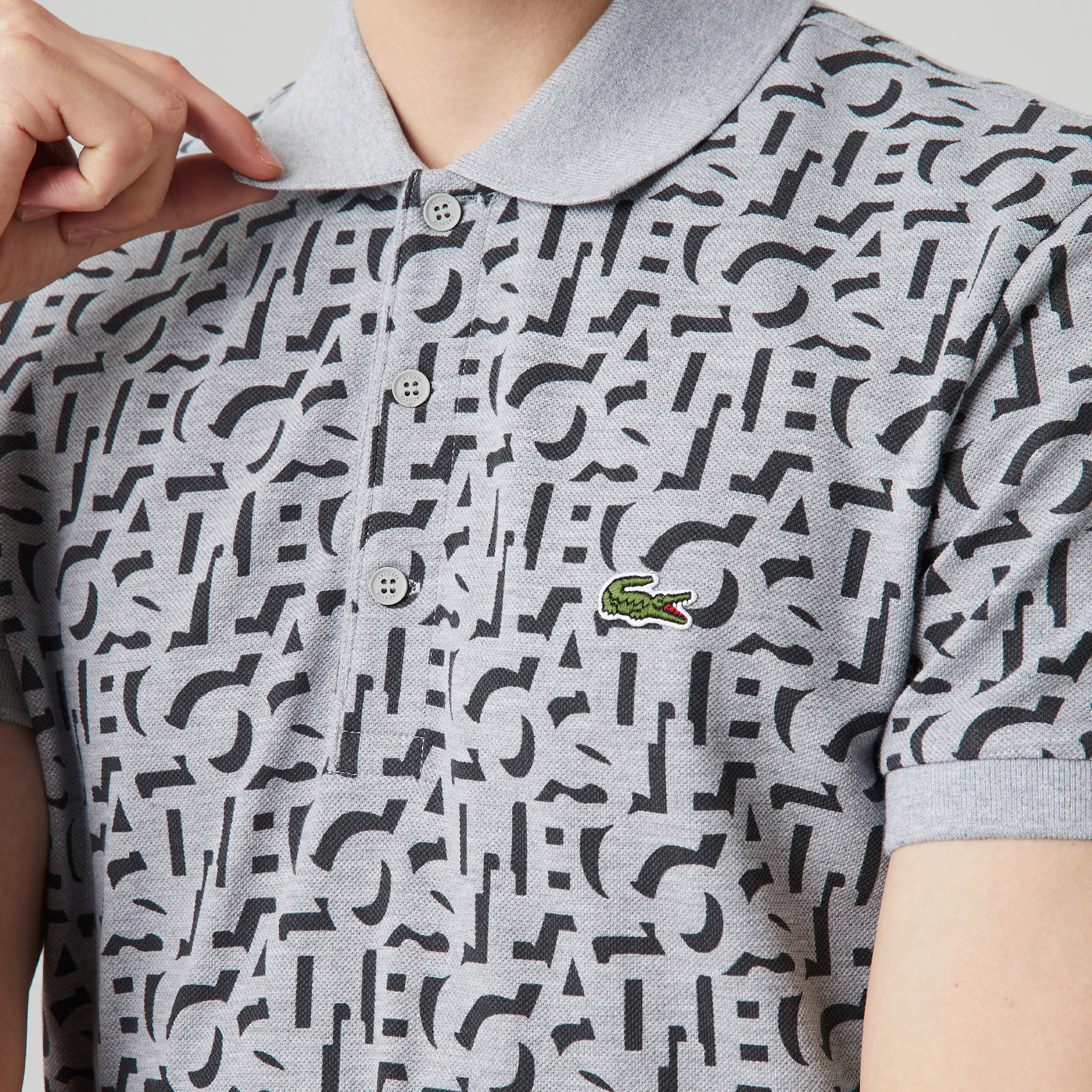 Lacoste Erkek Regular Fit Desenli Gri Polo