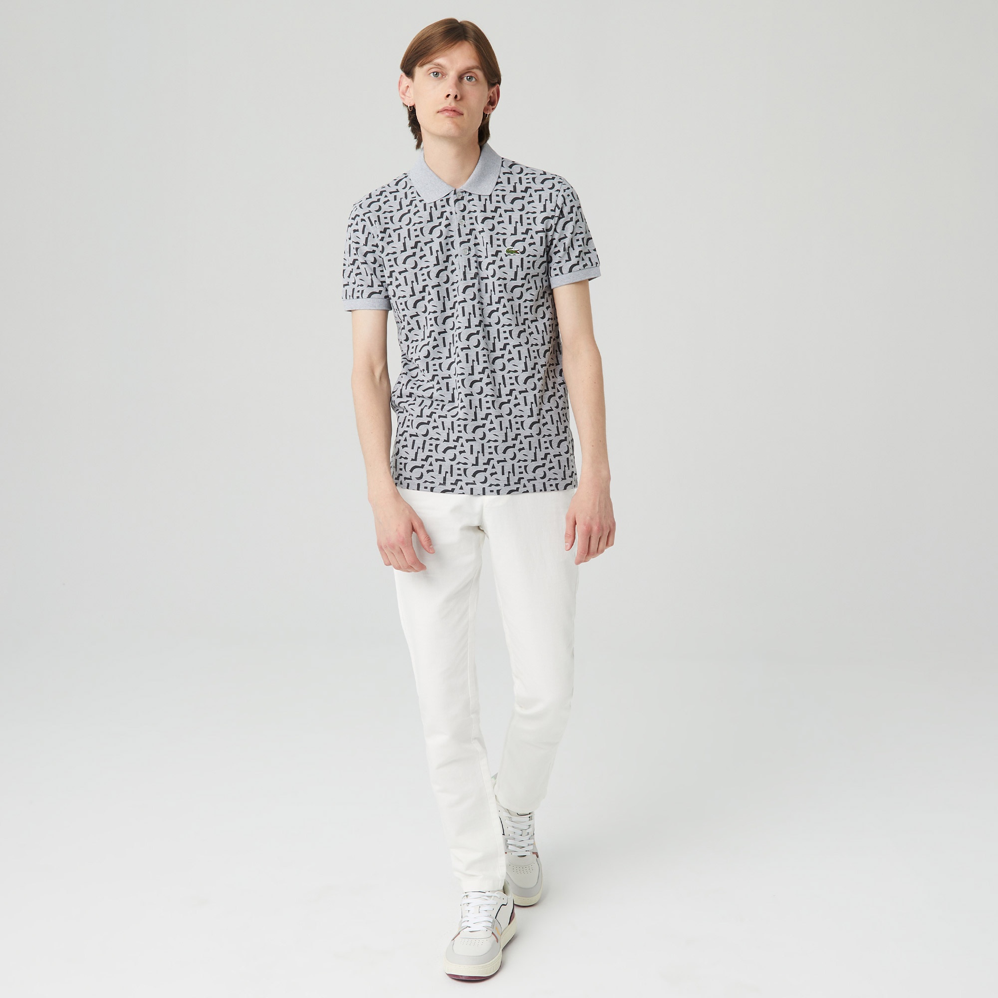 Lacoste Erkek Regular Fit Desenli Gri Polo