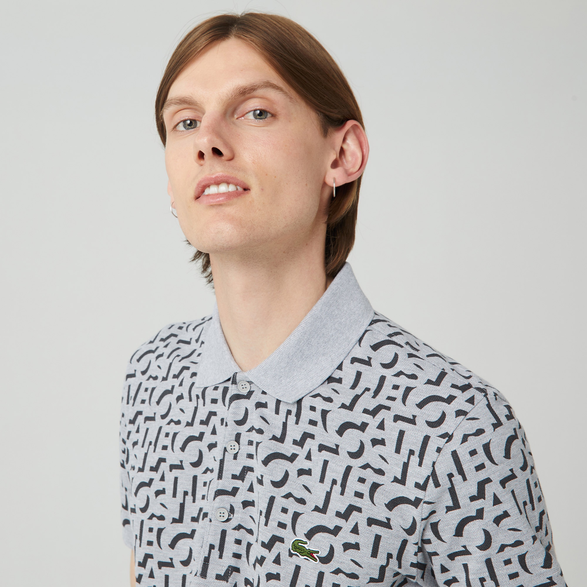 Lacoste Erkek Regular Fit Desenli Gri Polo