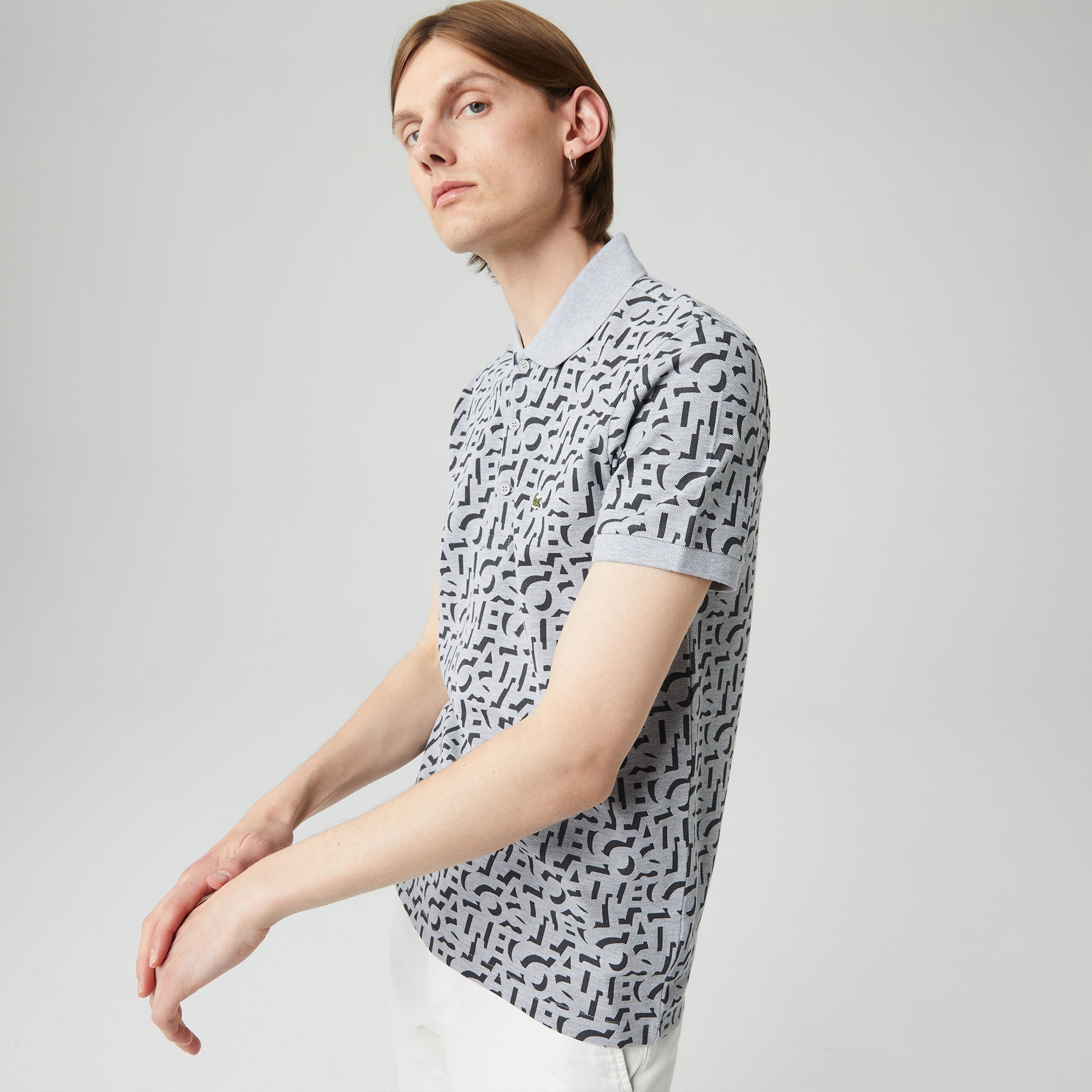 Lacoste Erkek Regular Fit Desenli Gri Polo