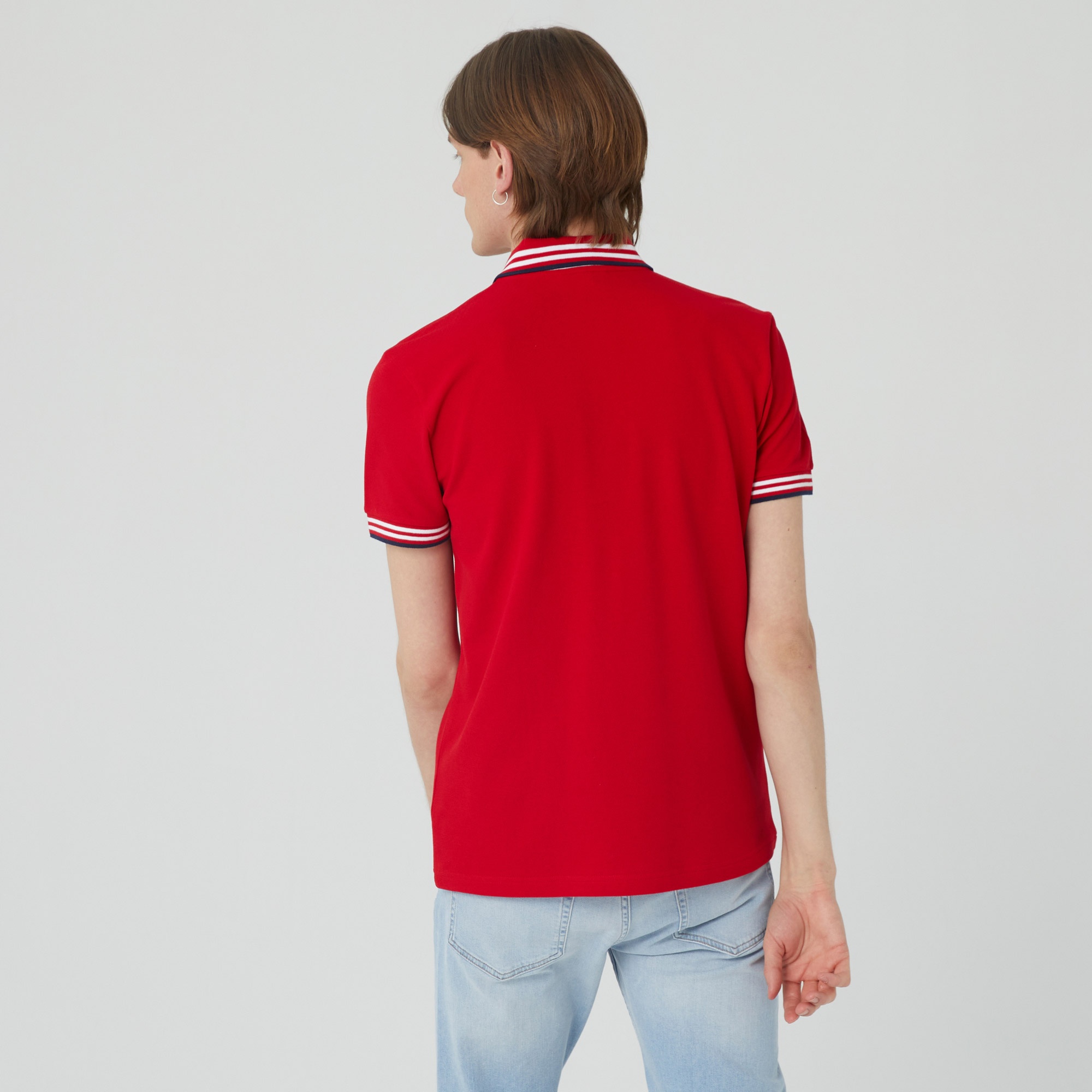 Lacoste Erkek Regular Fit Çizgili Kırmızı Polo