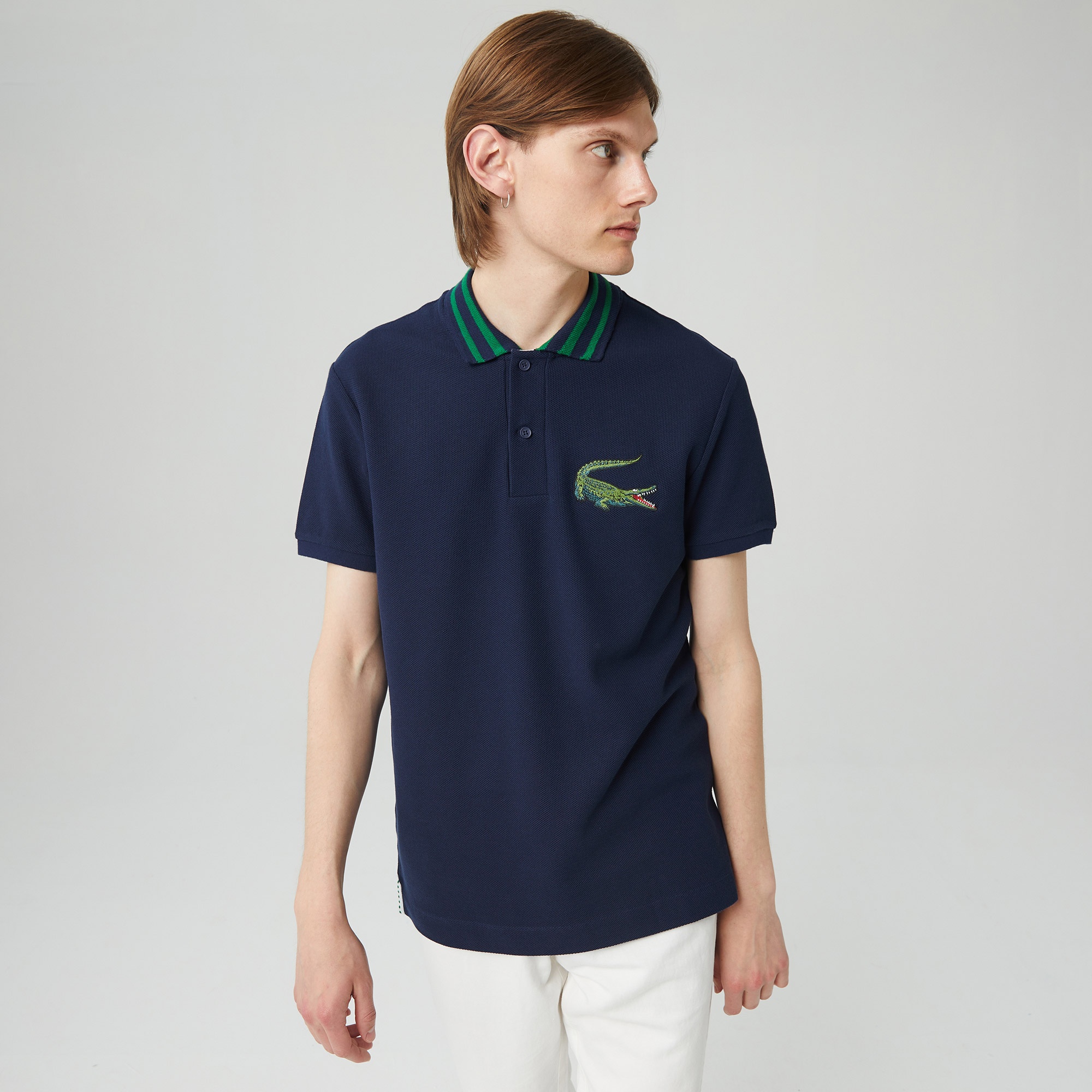 Lacoste Erkek Slim Fit Baskılı Lacivert Polo