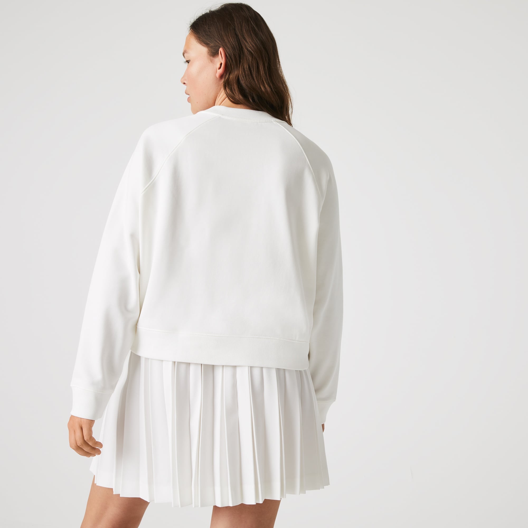 Lacoste Kadın Relaxed Fit Bisiklet Yaka Baskılı Krem Sweatshirt