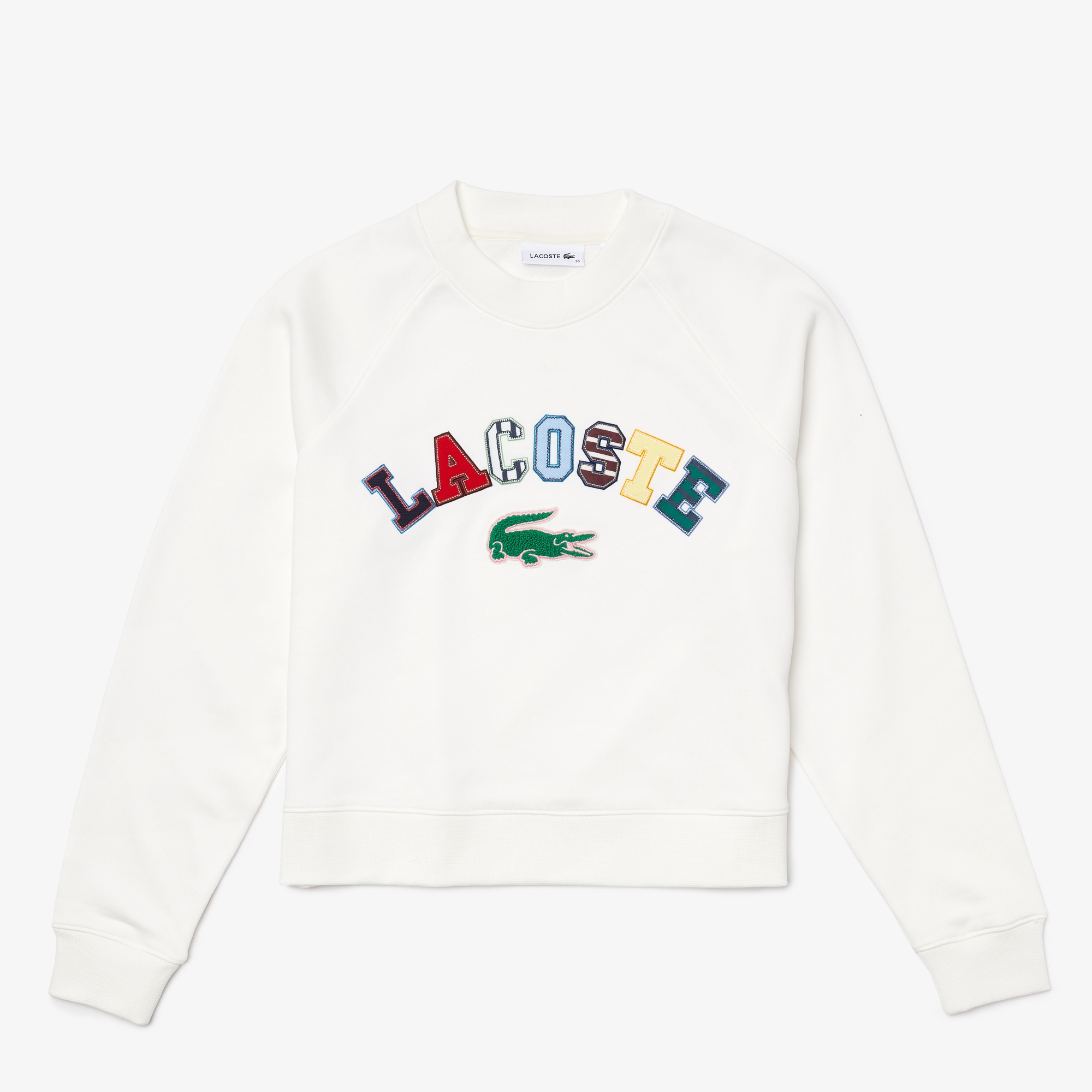Lacoste Kadın Relaxed Fit Bisiklet Yaka Baskılı Krem Sweatshirt