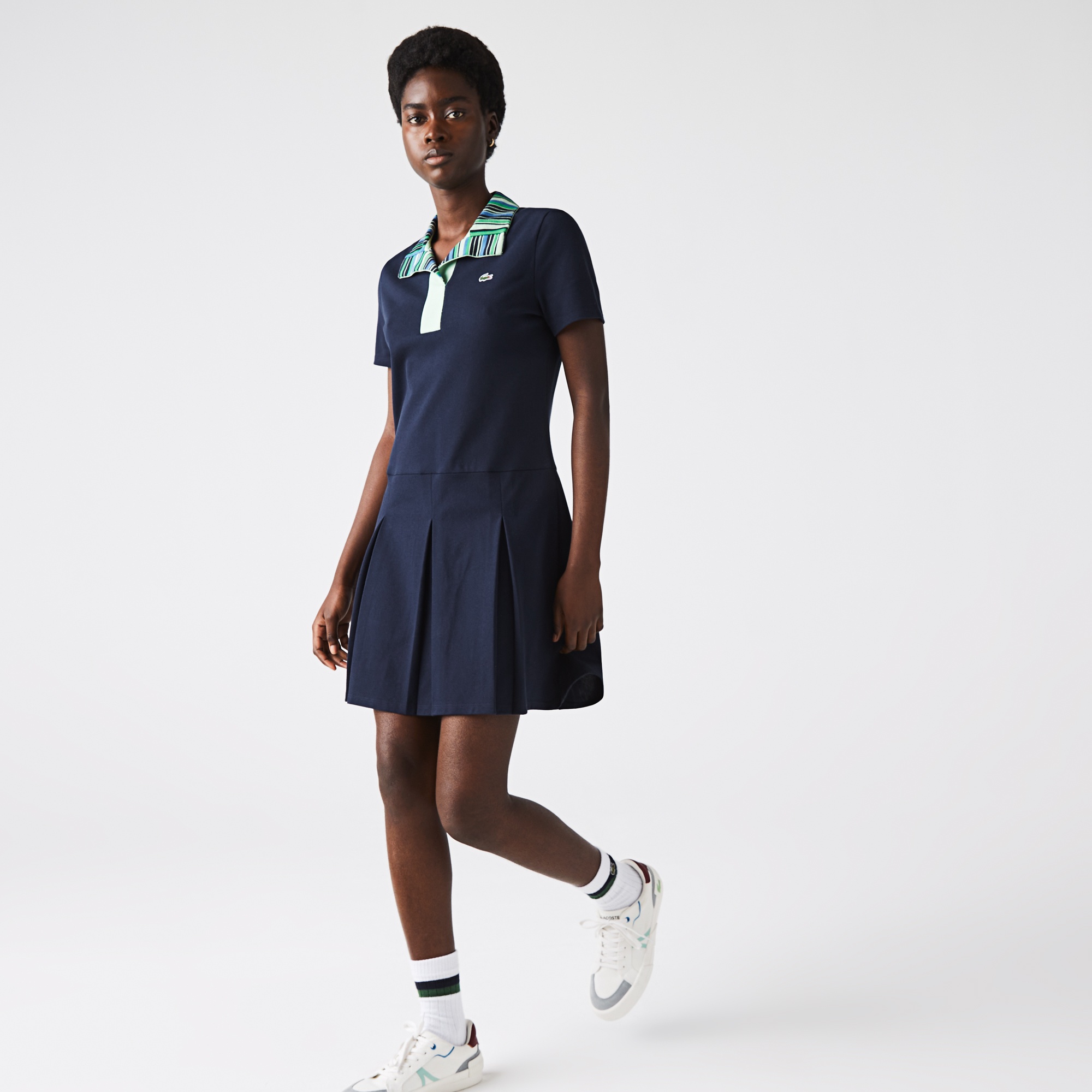 Lacoste SPORT Kadın Regular Fit Kısa Kollu Polo Yaka Lacivert Elbise