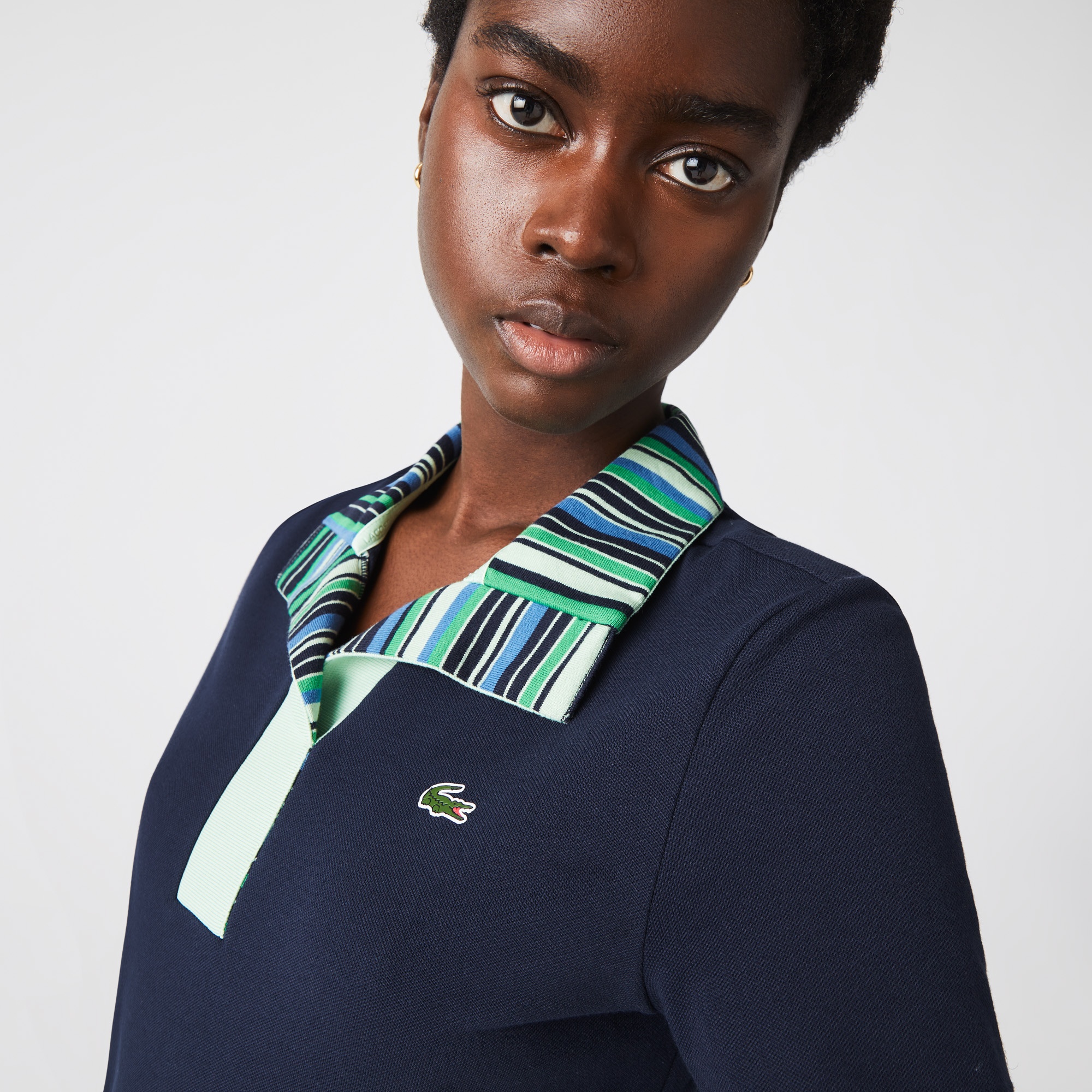 Lacoste SPORT Kadın Regular Fit Kısa Kollu Polo Yaka Lacivert Elbise