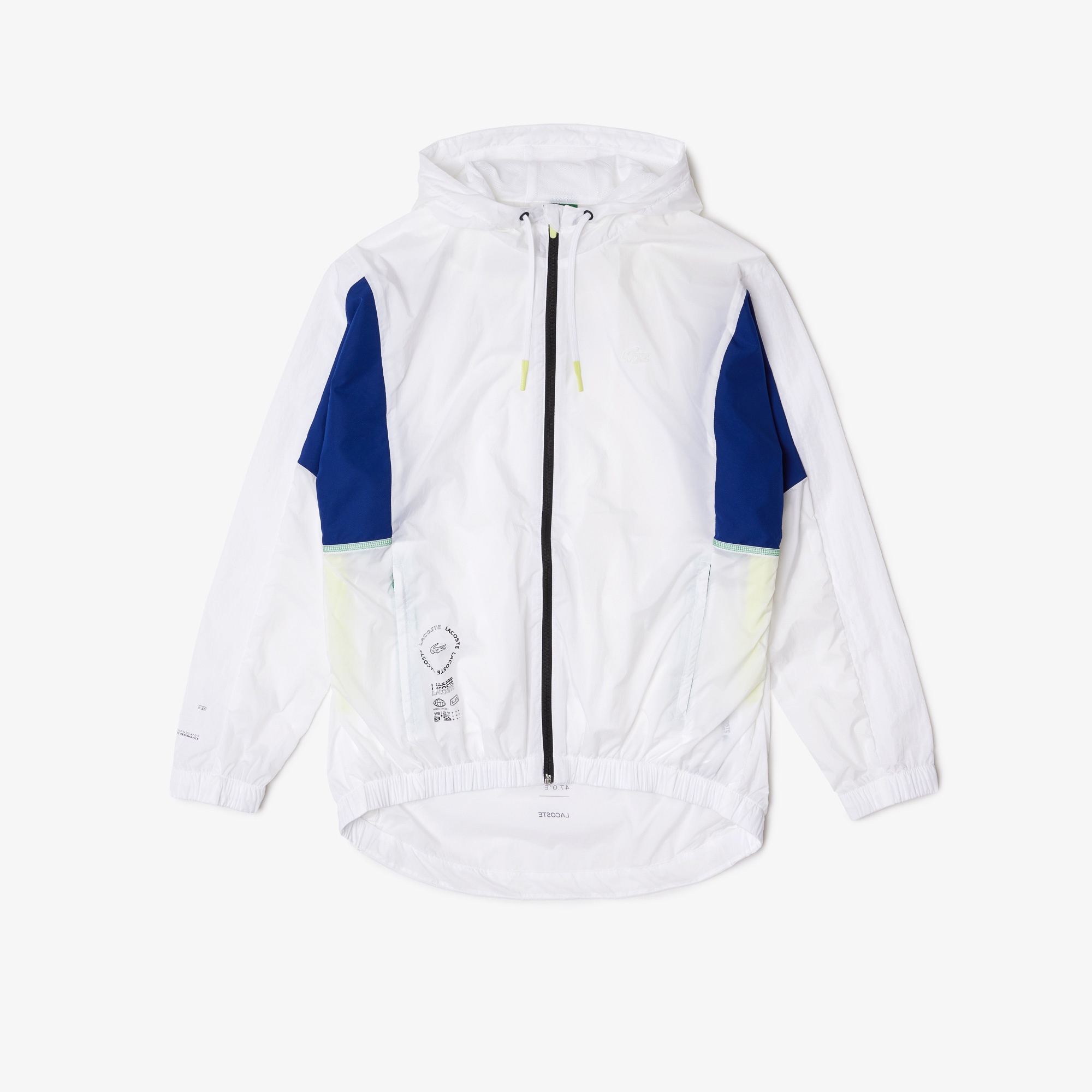 Lacoste SPORT Erkek Kapüşonlu Suya Dayanıklı Renk Bloklu Beyaz Ceket