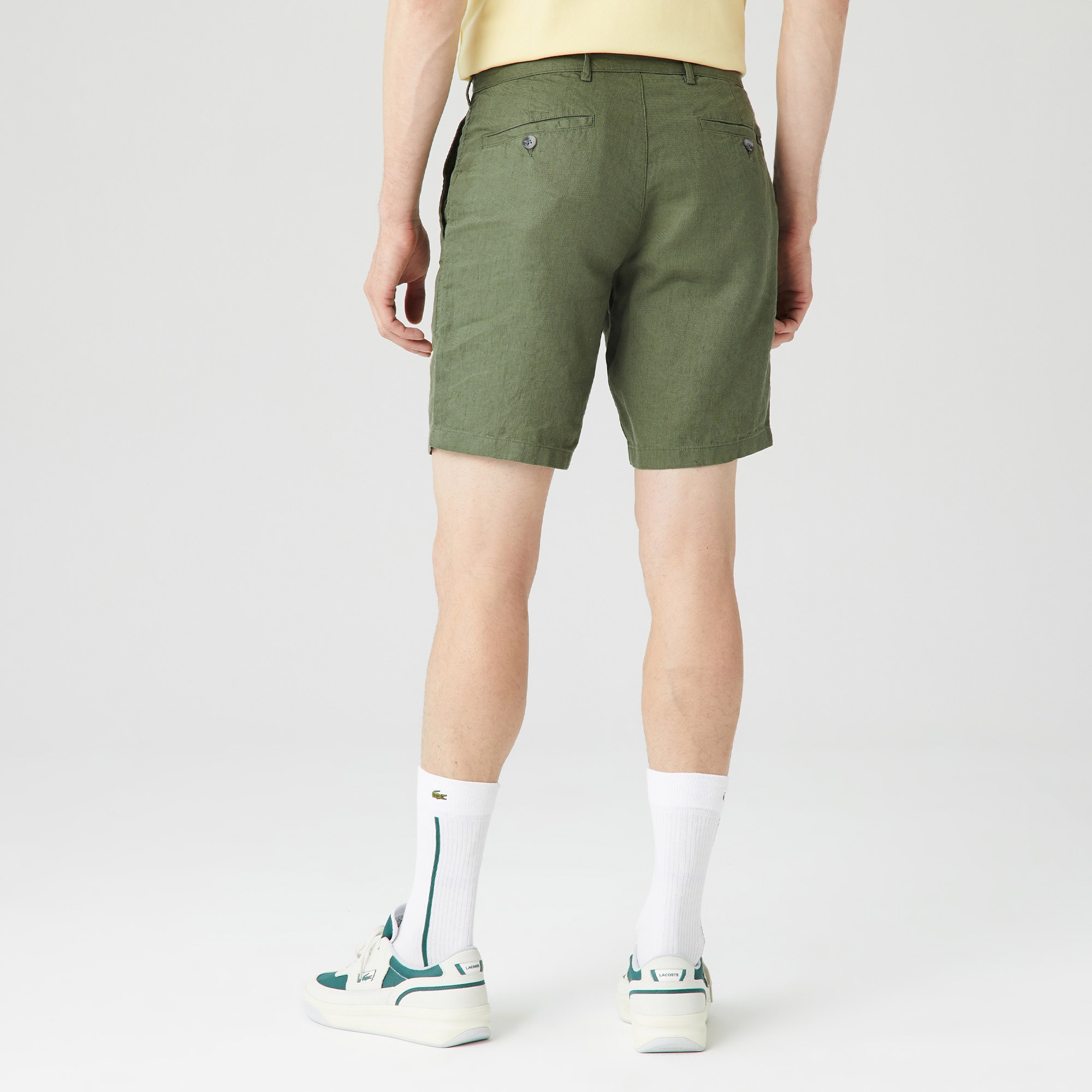 Lacoste Erkek Slim Fit Keten Yeşil Bermuda