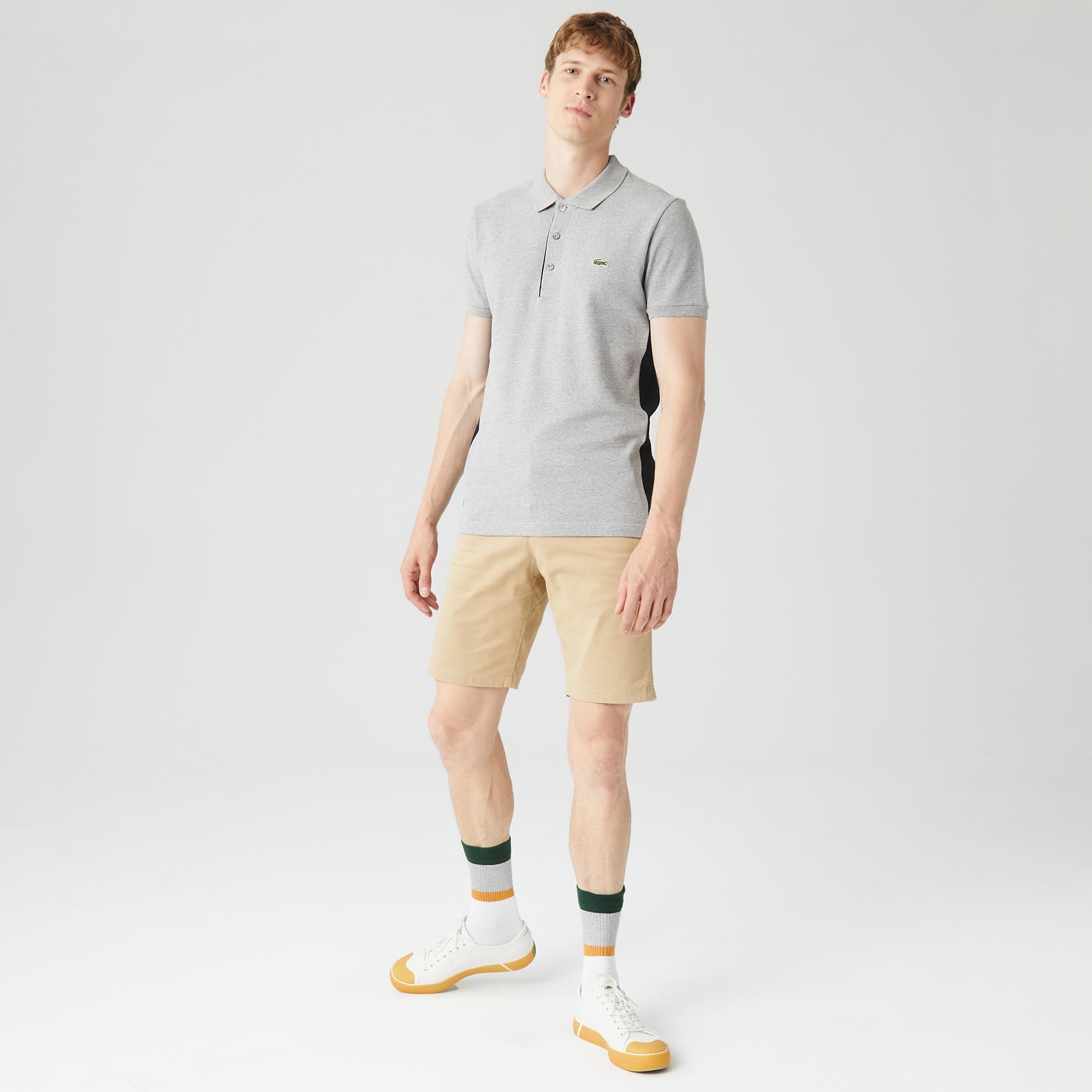 Lacoste Erkek Slim Fit Renk Bloklu Gri Polo