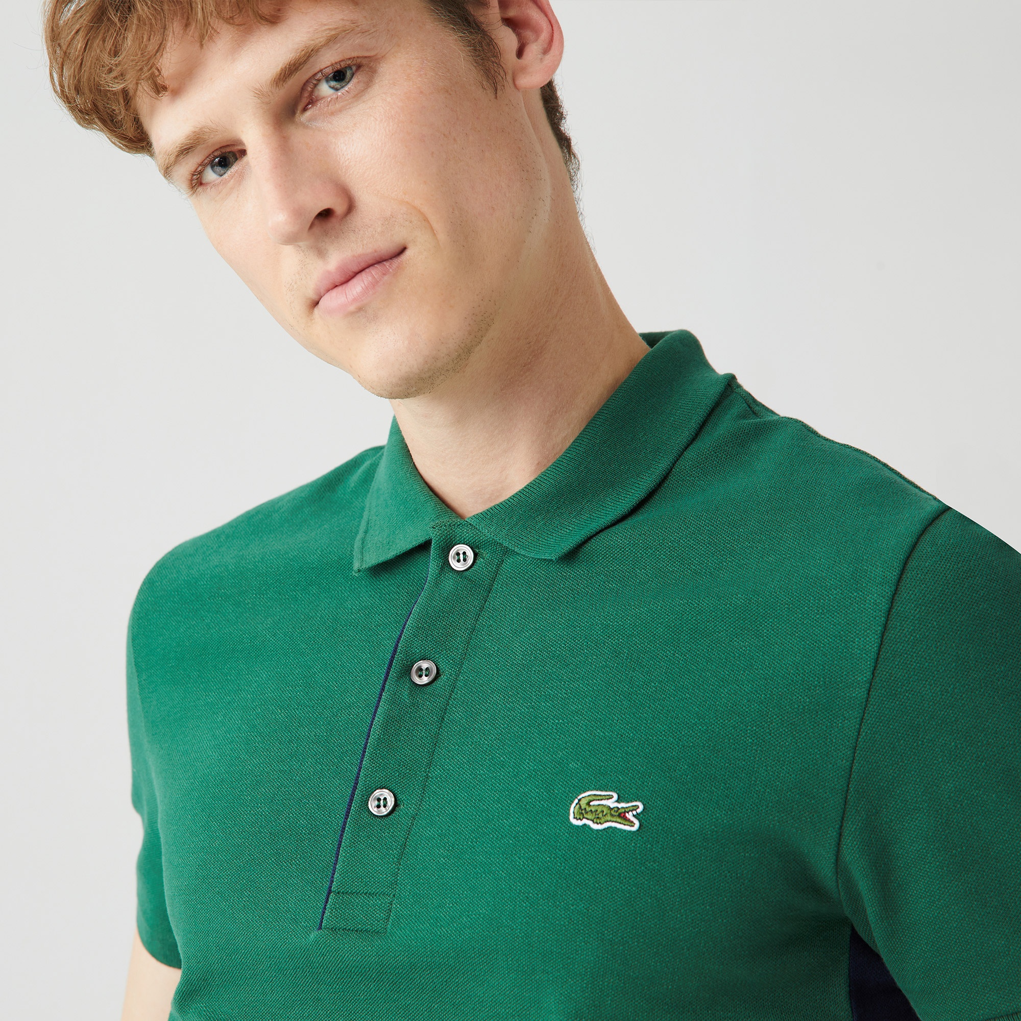 Lacoste Erkek Slim Fit Renk Bloklu Yeşil Polo