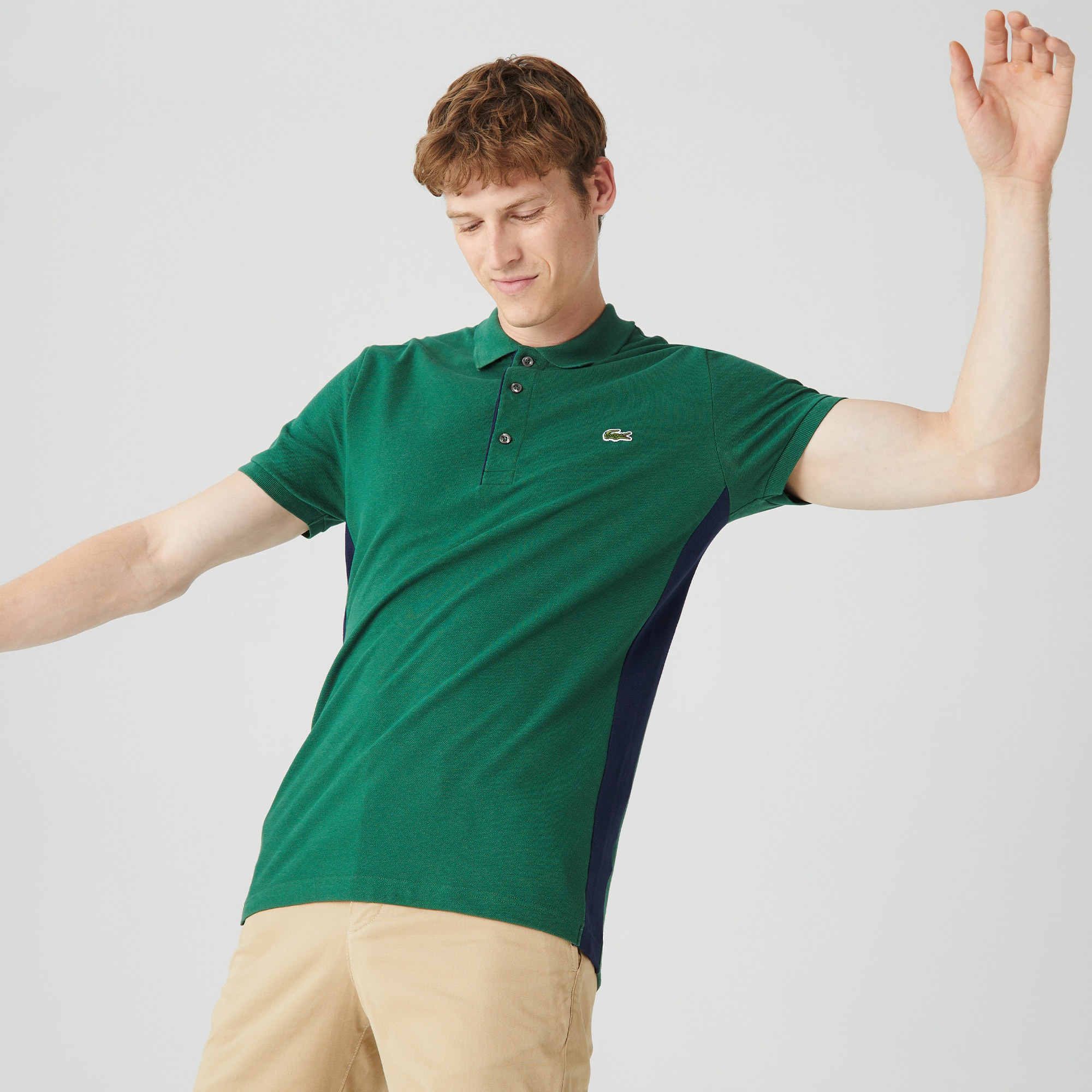 Lacoste Erkek Slim Fit Renk Bloklu Yeşil Polo