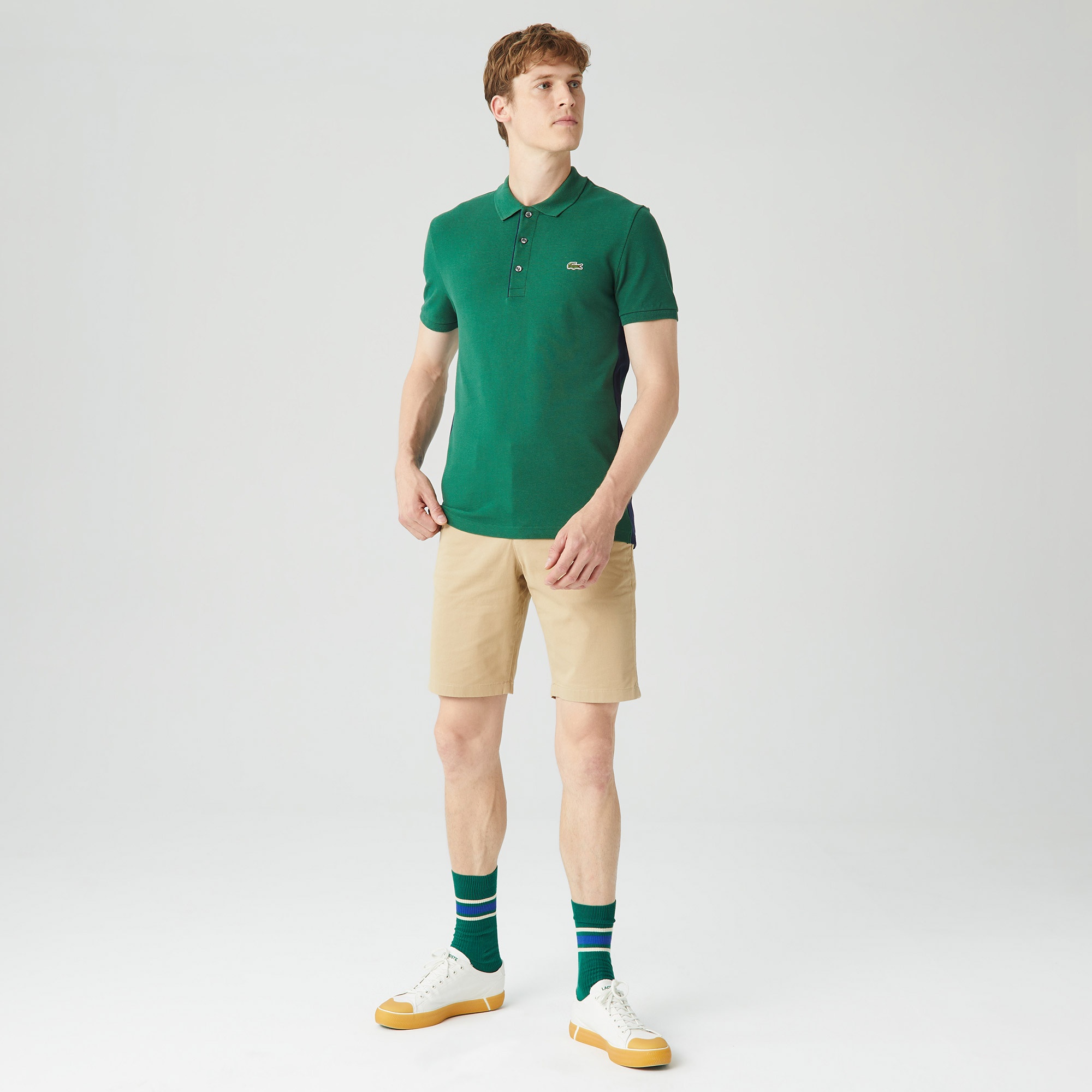 Lacoste Erkek Slim Fit Renk Bloklu Yeşil Polo