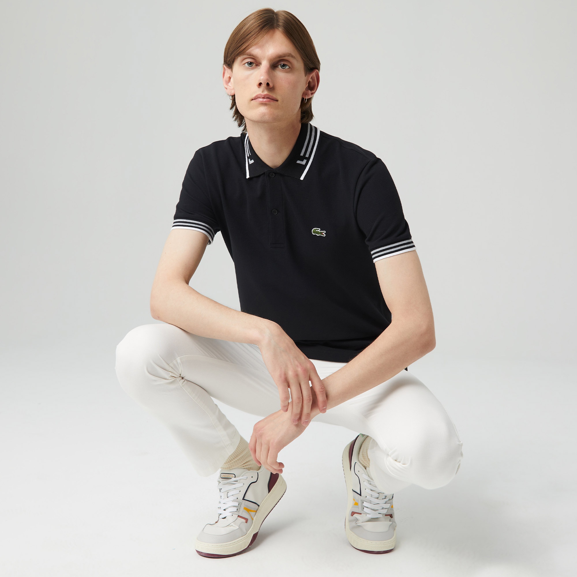 Lacoste Erkek Regular Fit Çizgili Siyah Polo